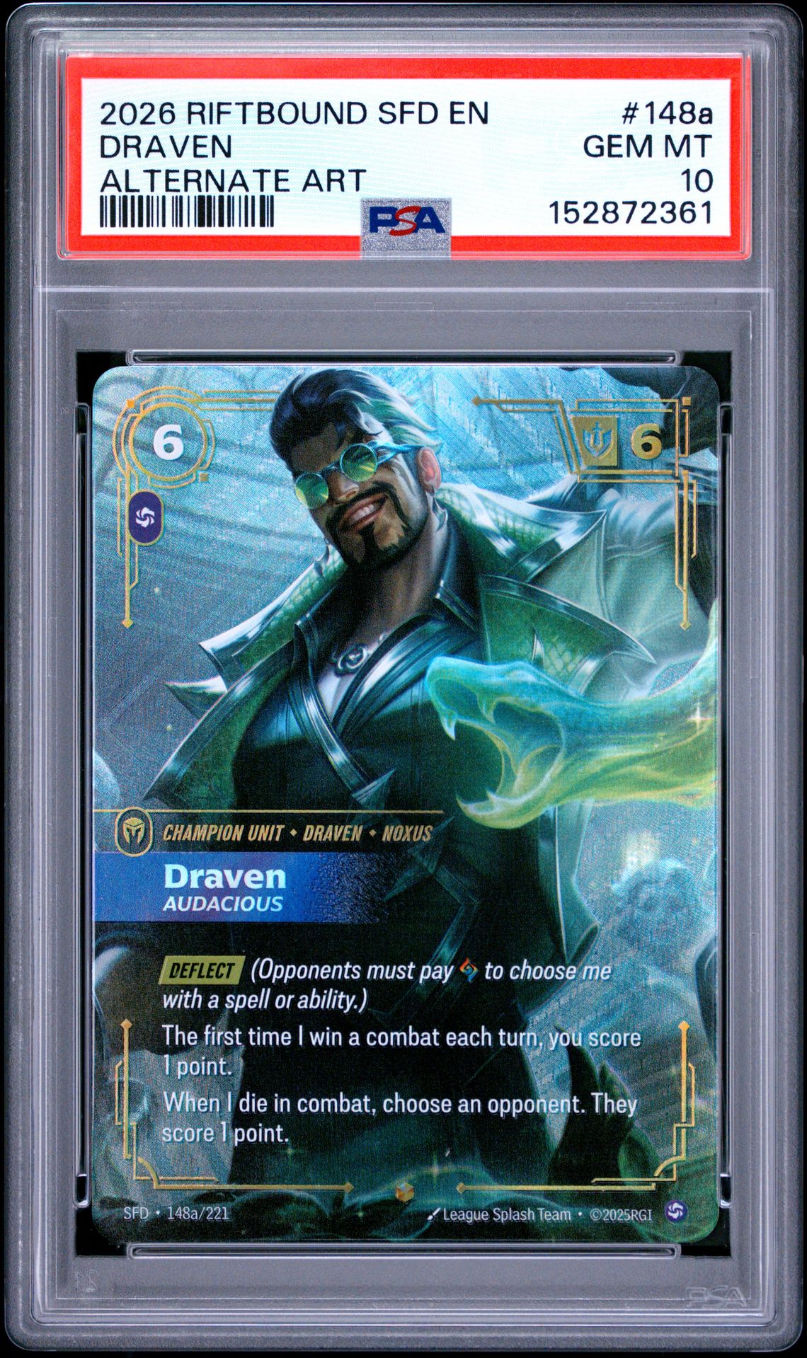 2026 Riftbound: League Of Legends Sfd-Spiritforged Draven #148A (Alternate Art) Gem Mt 10 front