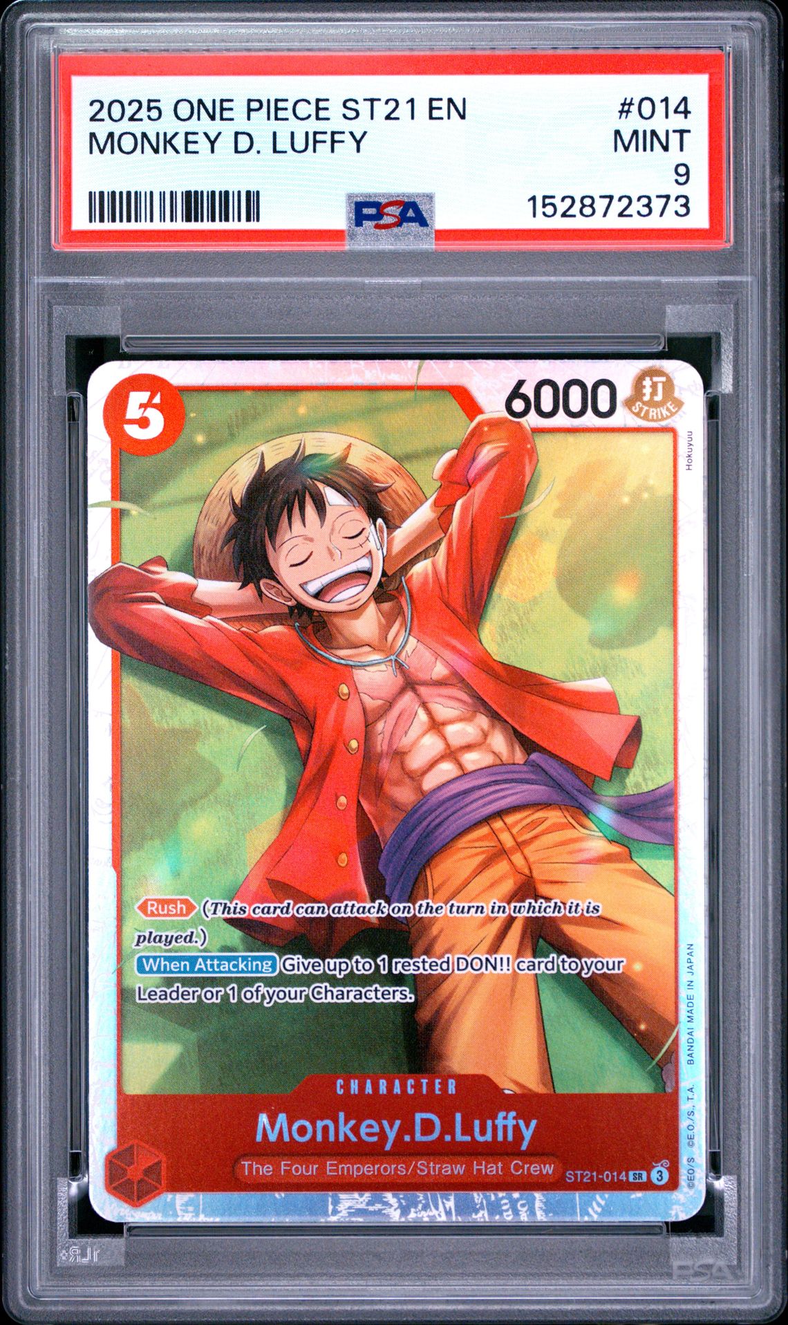 2025 One Piece Starter Deck St21-Ex Gear 5 Monkey D. Luffy #014 Mint 9 front