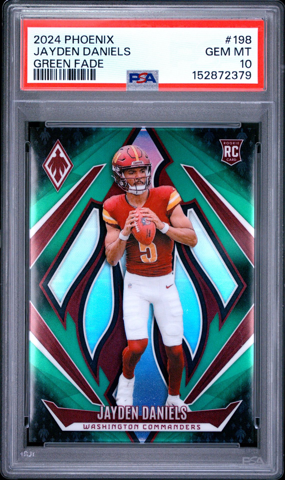 2024 Panini Phoenix Jayden Daniels #198 (Green Fade) Gem Mt 10 front