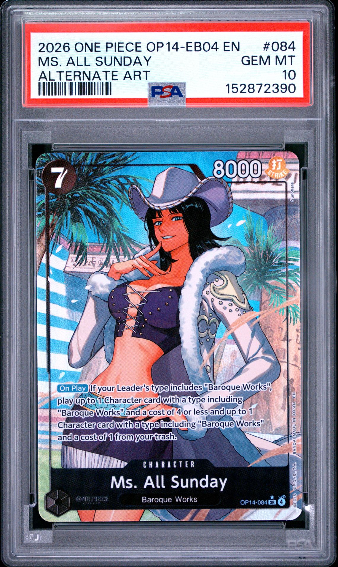 2026 One Piece Op14-Eb04-The Azure Sea's Seven Ms. All Sunday #084 (Alternate Art) Gem Mt 10 front