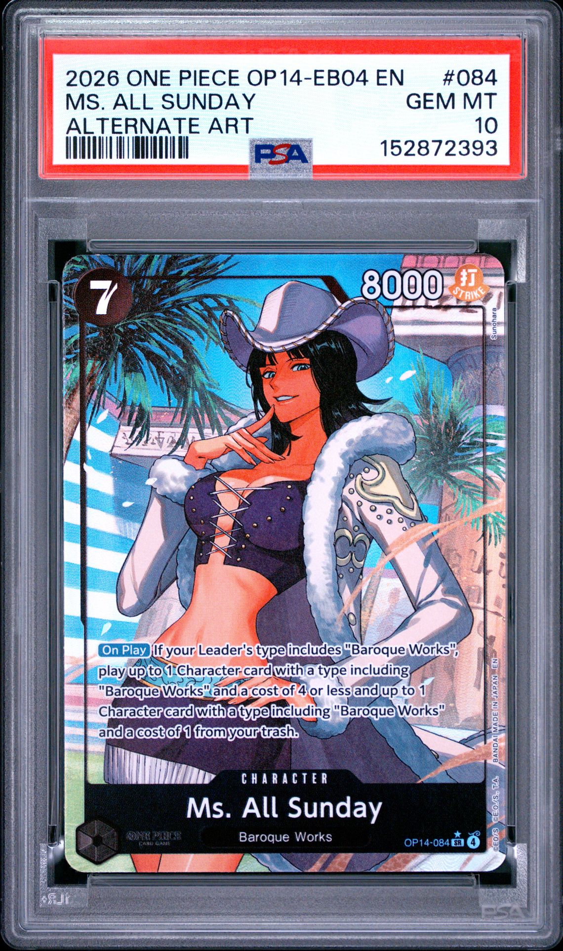 2026 One Piece Op14-Eb04-The Azure Sea's Seven Ms. All Sunday #084 (Alternate Art) Gem Mt 10 front