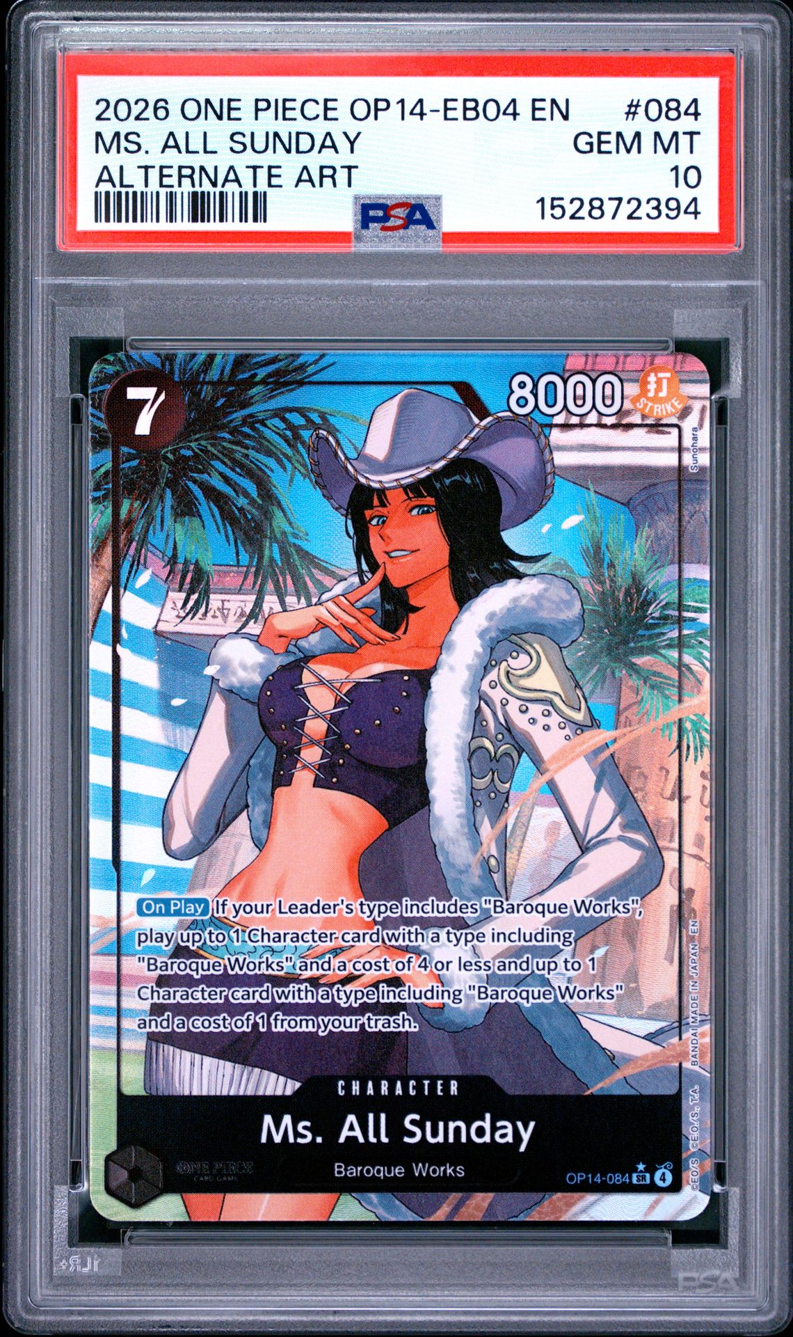 2026 One Piece Op14-Eb04-The Azure Sea's Seven Ms. All Sunday #084 (Alternate Art) Gem Mt 10 front