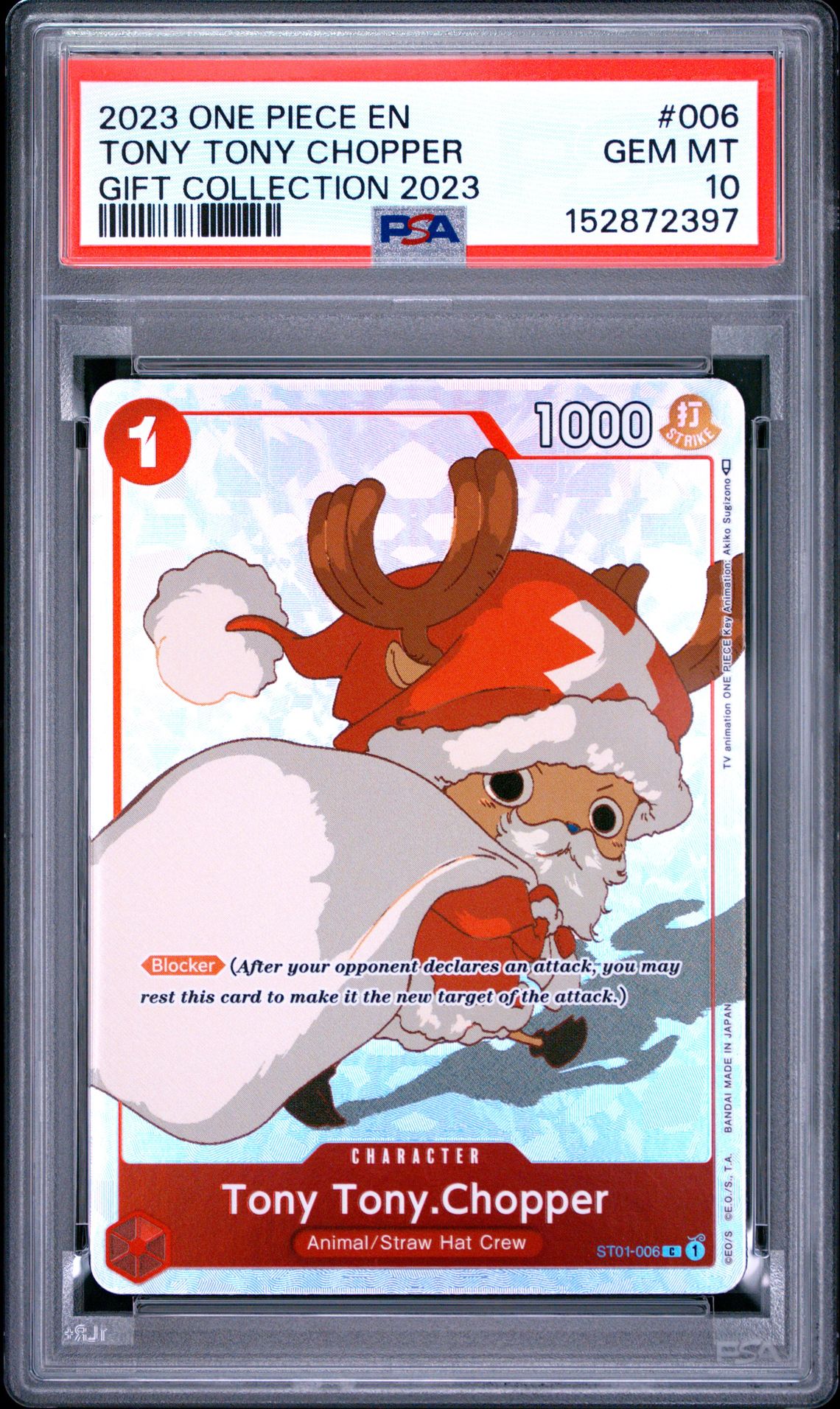 2023 One Piece Gift Collection 2023 Tony Tony Chopper #006 (Gift Collection 2023) Gem Mt 10 front view - PSA graded GEM MT 10