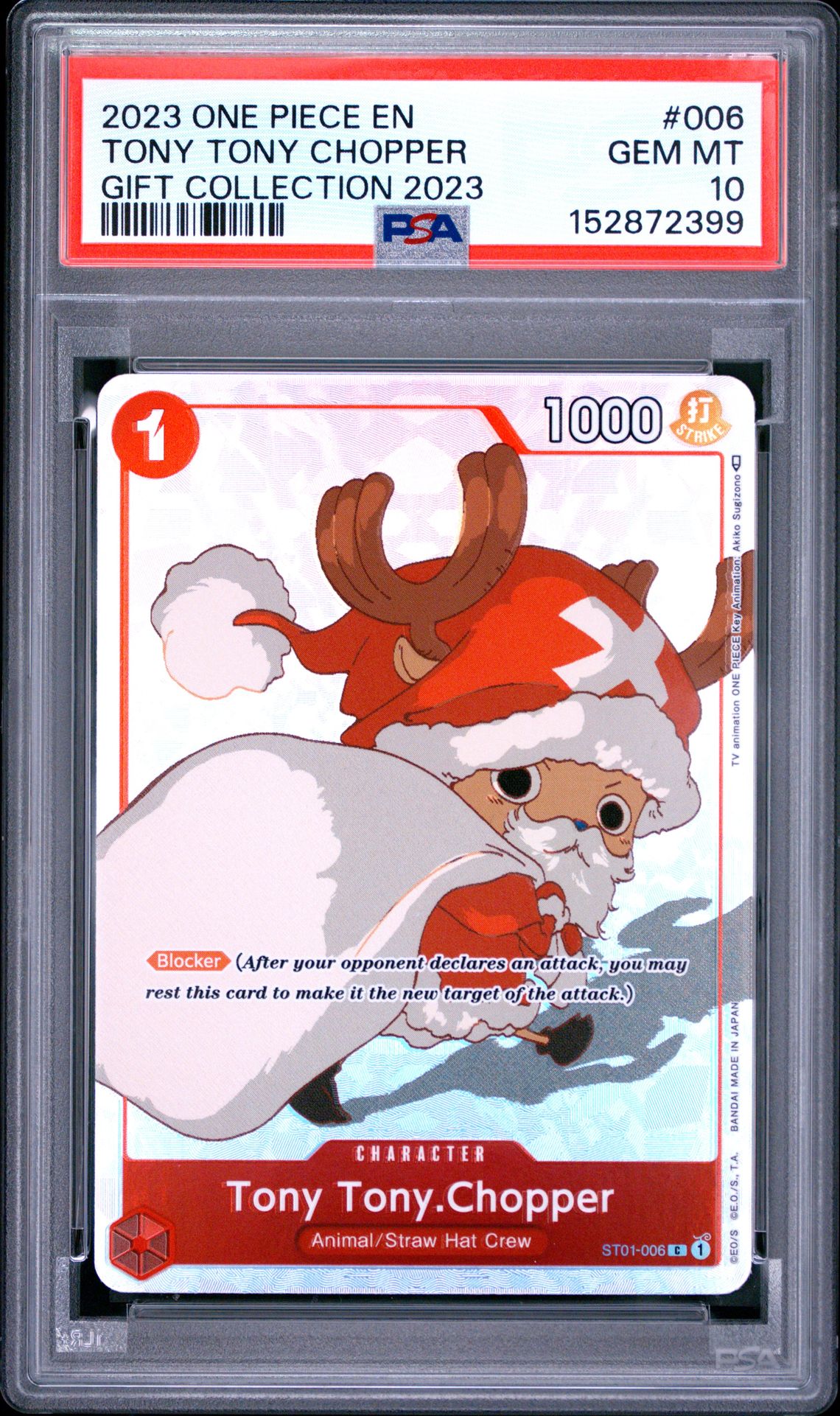 2023 One Piece Gift Collection 2023 Tony Tony Chopper #006 (Gift Collection 2023) Gem Mt 10 front view - PSA graded GEM MT 10