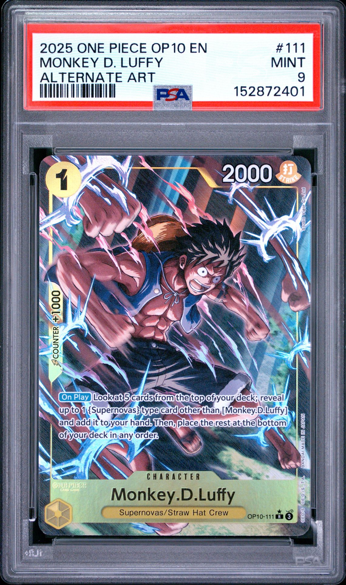2025 One Piece Op10-Royal Blood Monkey D. Luffy #111 (Alternate Art) Mint 9 front