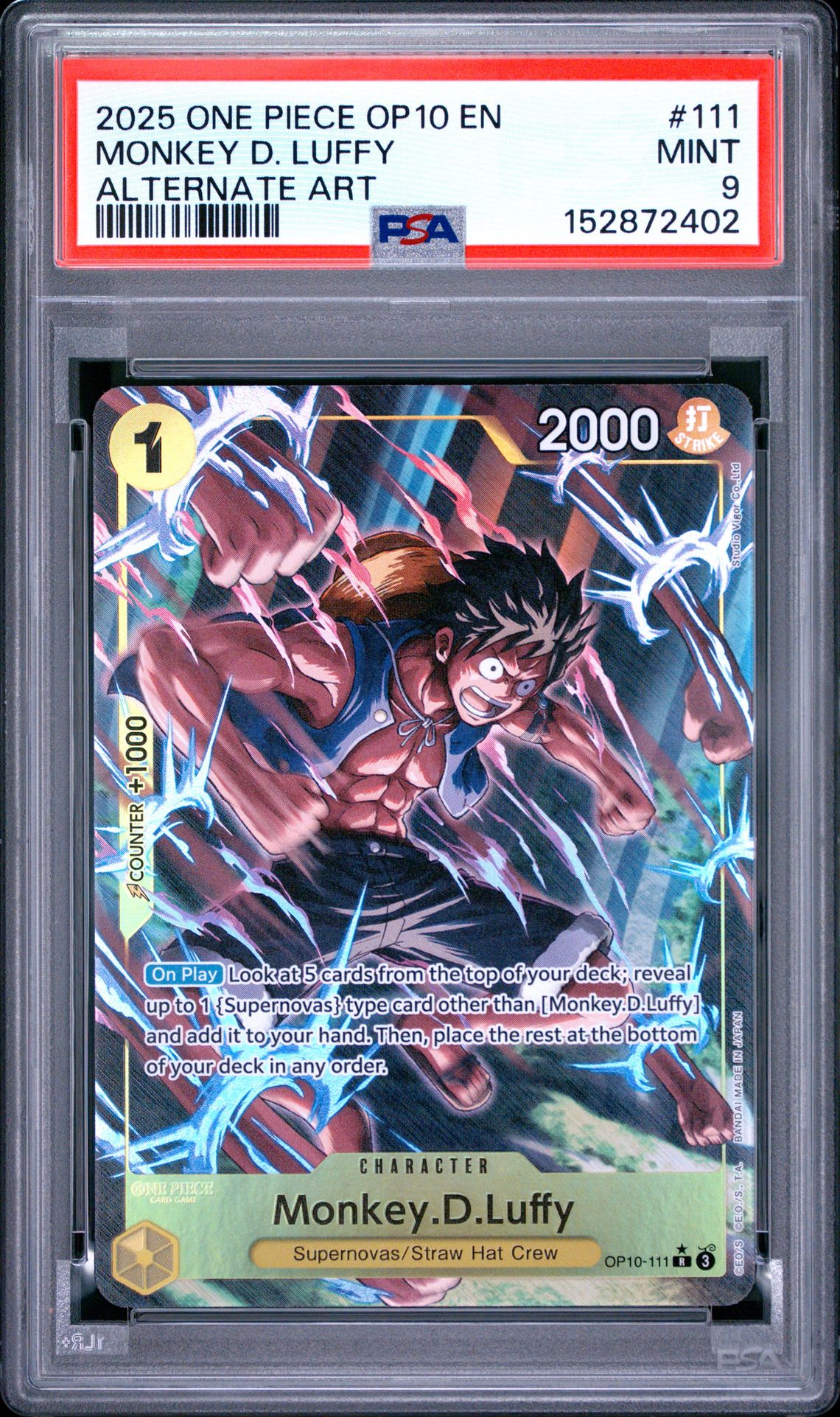 2025 One Piece Op10-Royal Blood Monkey D. Luffy #111 (Alternate Art) Mint 9 front