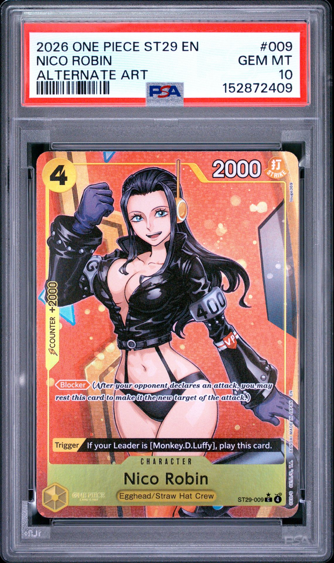 2026 One Piece Starter Deck St29-Egghead Nico Robin #009 (Alternate Art) Gem Mt 10 front