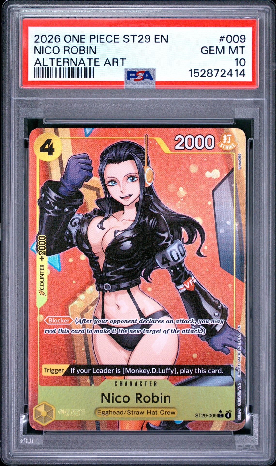 2026 One Piece Starter Deck St29-Egghead Nico Robin #009 (Alternate Art) Gem Mt 10 front