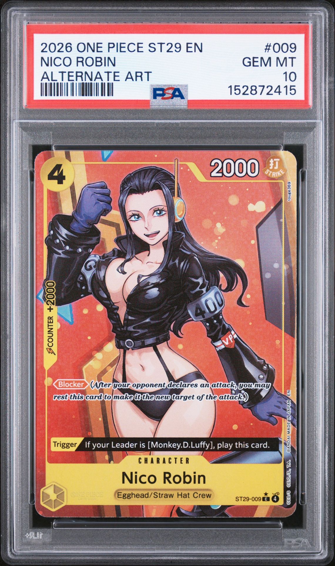 2026 One Piece Starter Deck St29-Egghead Nico Robin #009 (Alternate Art) Gem Mt 10 front