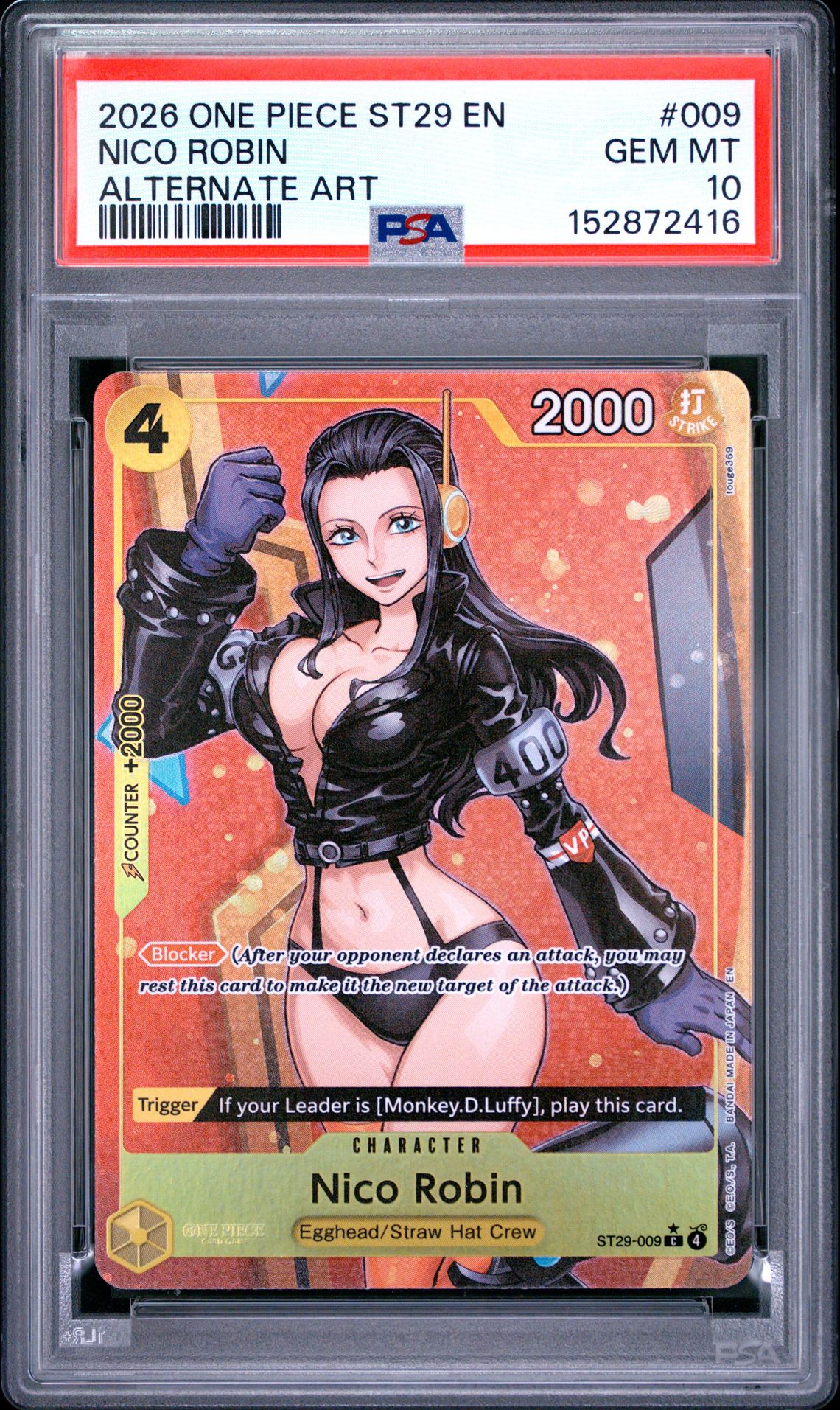 2026 One Piece Starter Deck St29-Egghead Nico Robin #009 (Alternate Art) Gem Mt 10 front