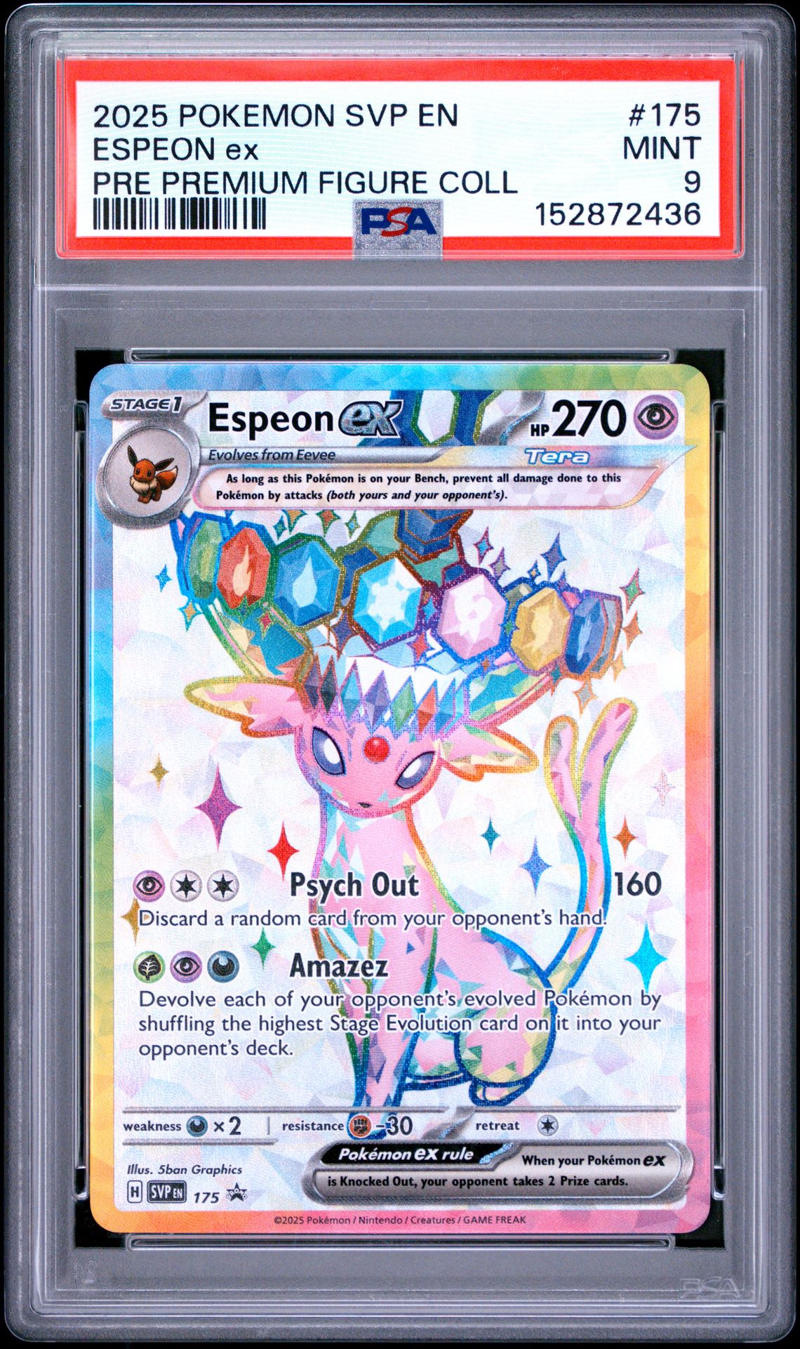 2025 Pokemon Svp En-Sv Black Star Promo Espeon Ex #175 (Pre Premium Figure Coll) Mint 9 front