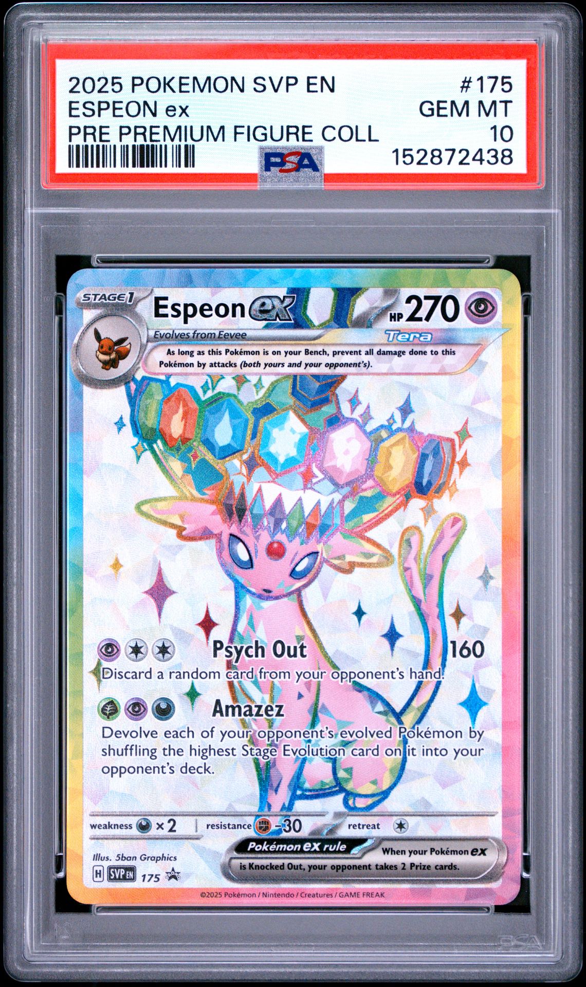 2025 Pokemon Svp En-Sv Black Star Promo Espeon Ex #175 (Pre Premium Figure Coll) Gem Mt 10 front