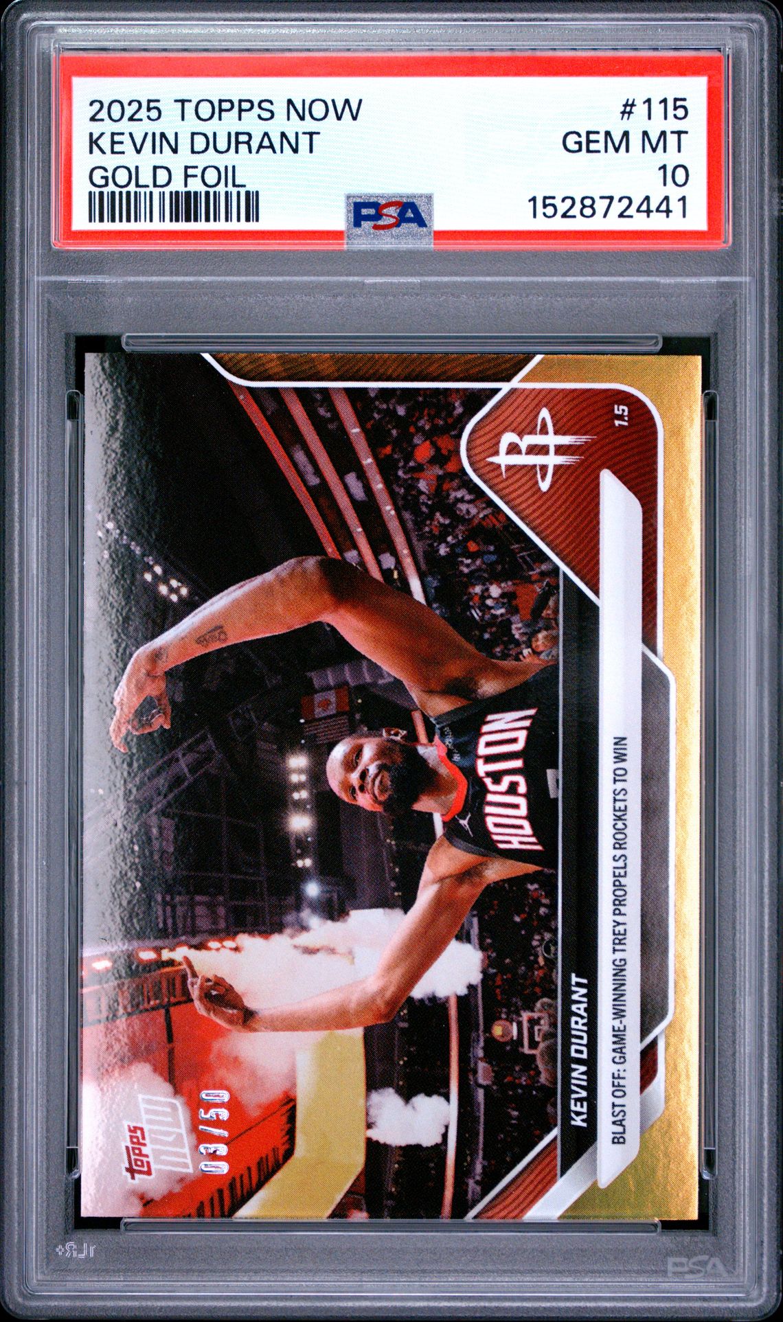 2025 Topps Now Kevin Durant #115 (Gold Foil) Gem Mt 10 front