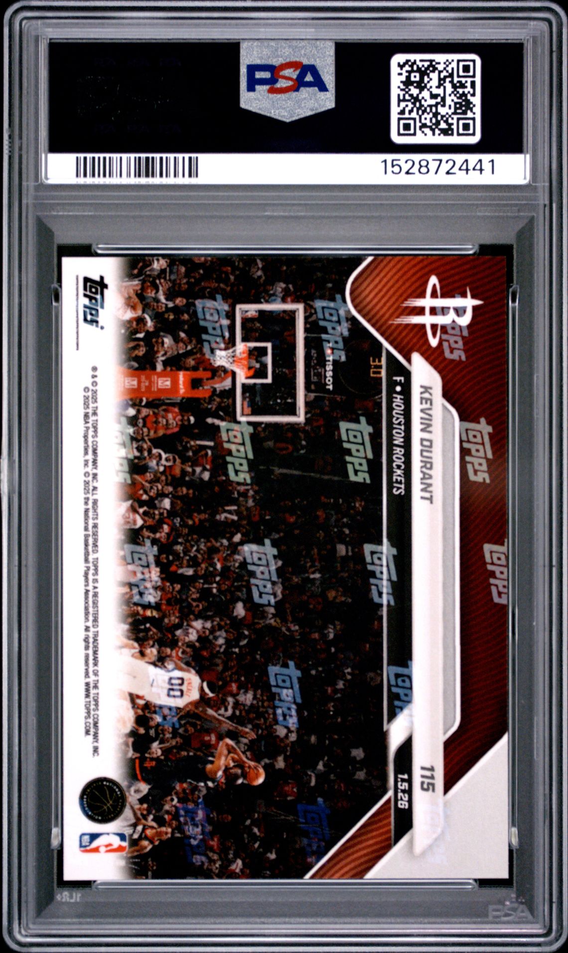 2025 Topps Now Kevin Durant #115 (Gold Foil) Gem Mt 10 back