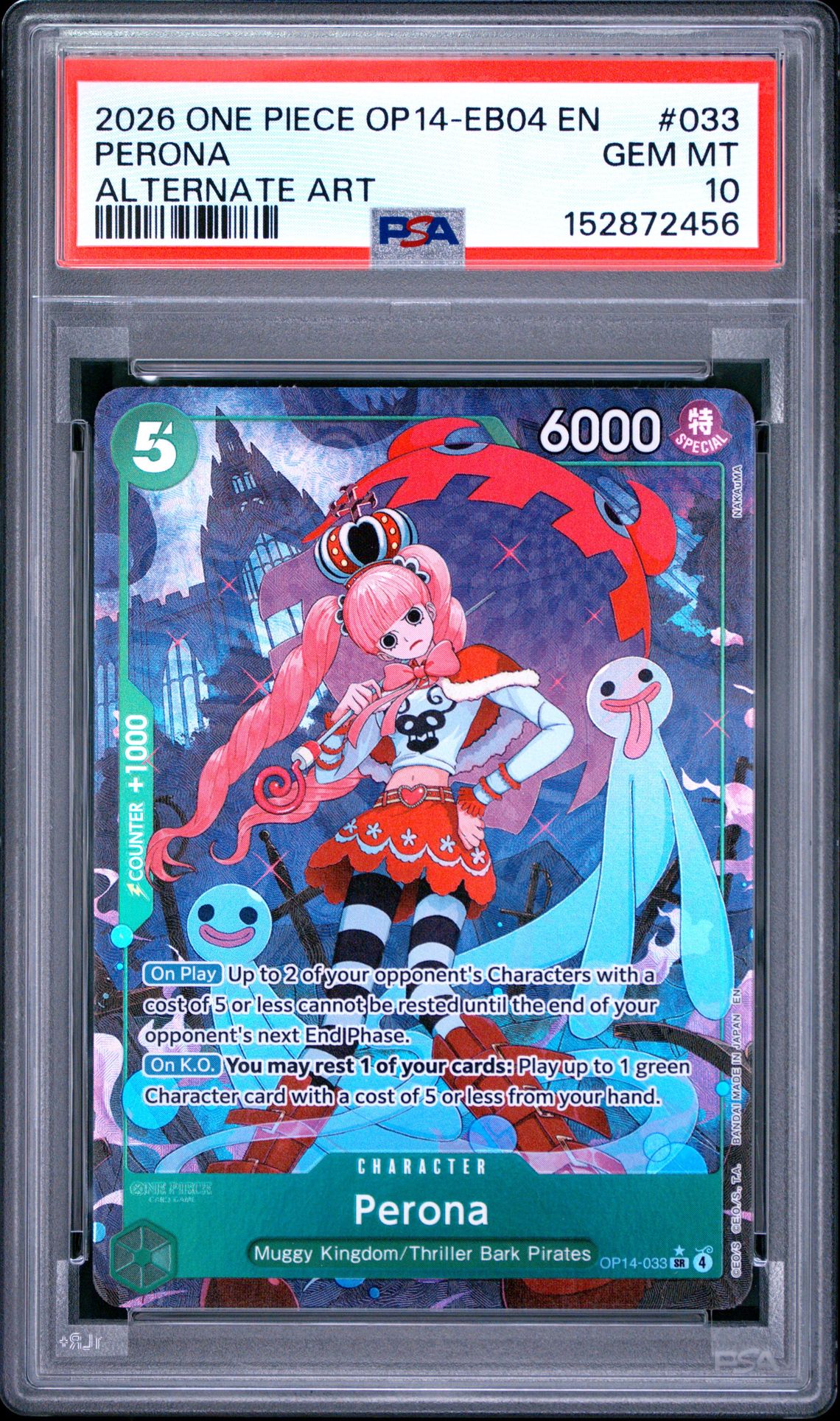 2026 One Piece Op14-Eb04-The Azure Sea's Seven Perona #033 (Alternate Art) Gem Mt 10 front