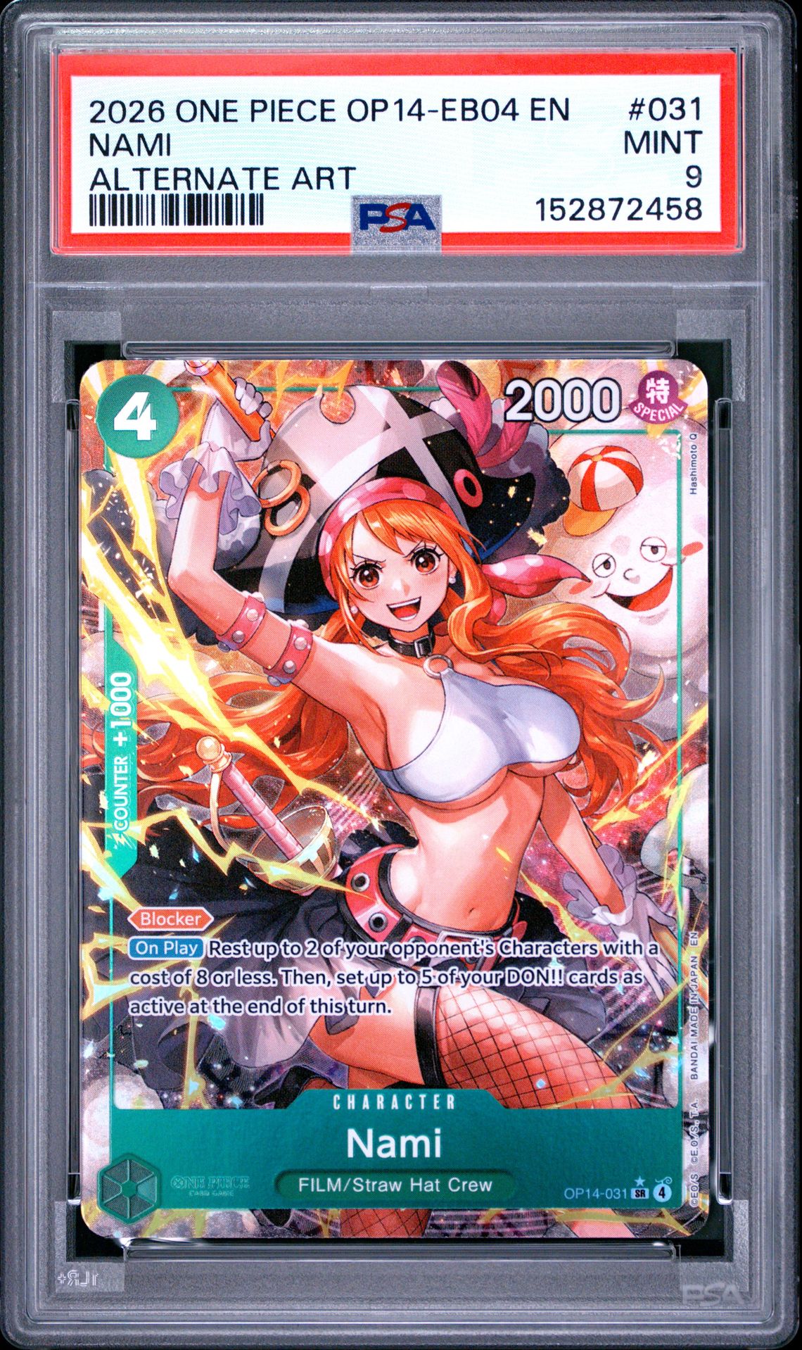 2026 One Piece Op14-Eb04-The Azure Sea's Seven Nami #031 (Alternate Art) Mint 9 front