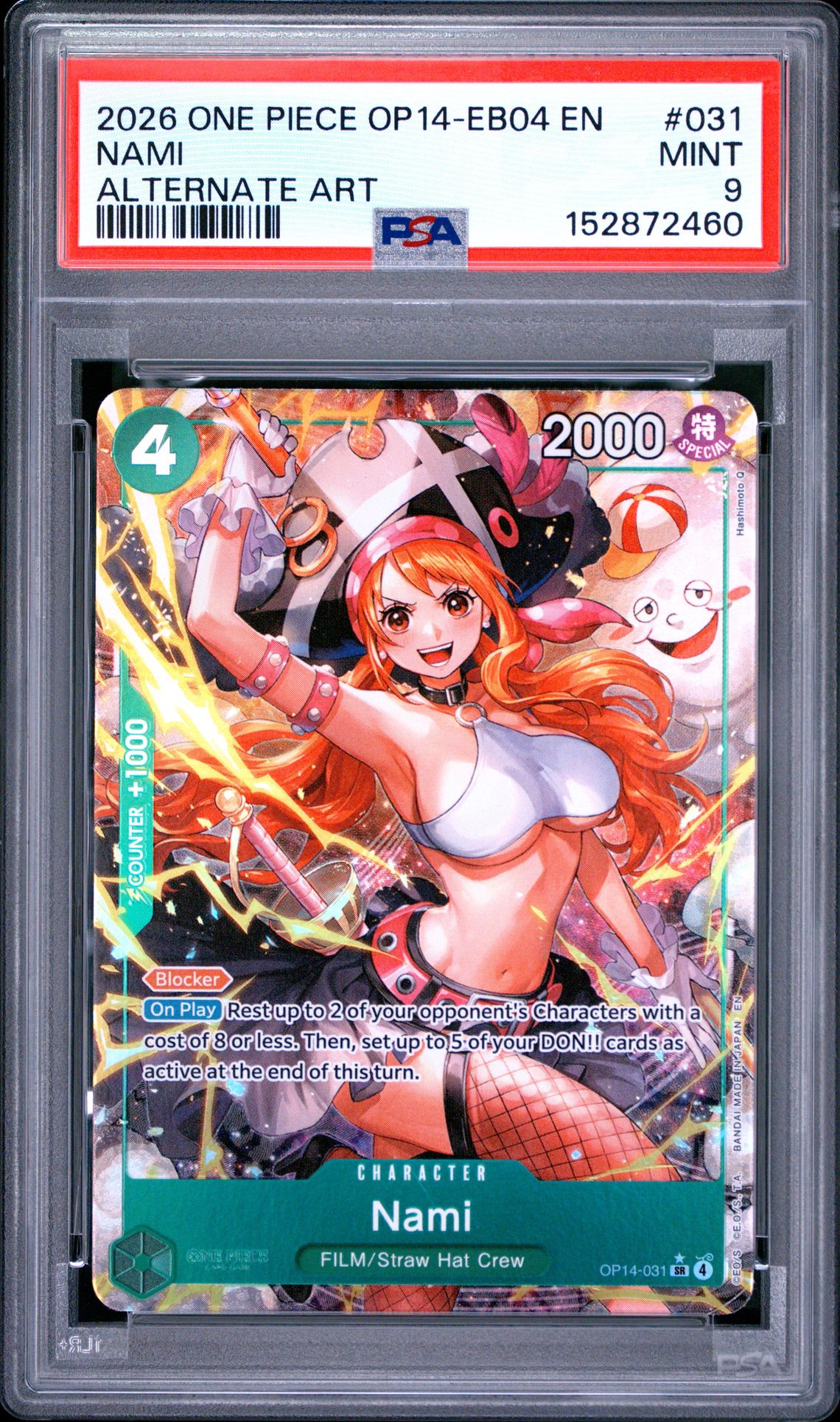 2026 One Piece Op14-Eb04-The Azure Sea's Seven Nami #031 (Alternate Art) Mint 9 front