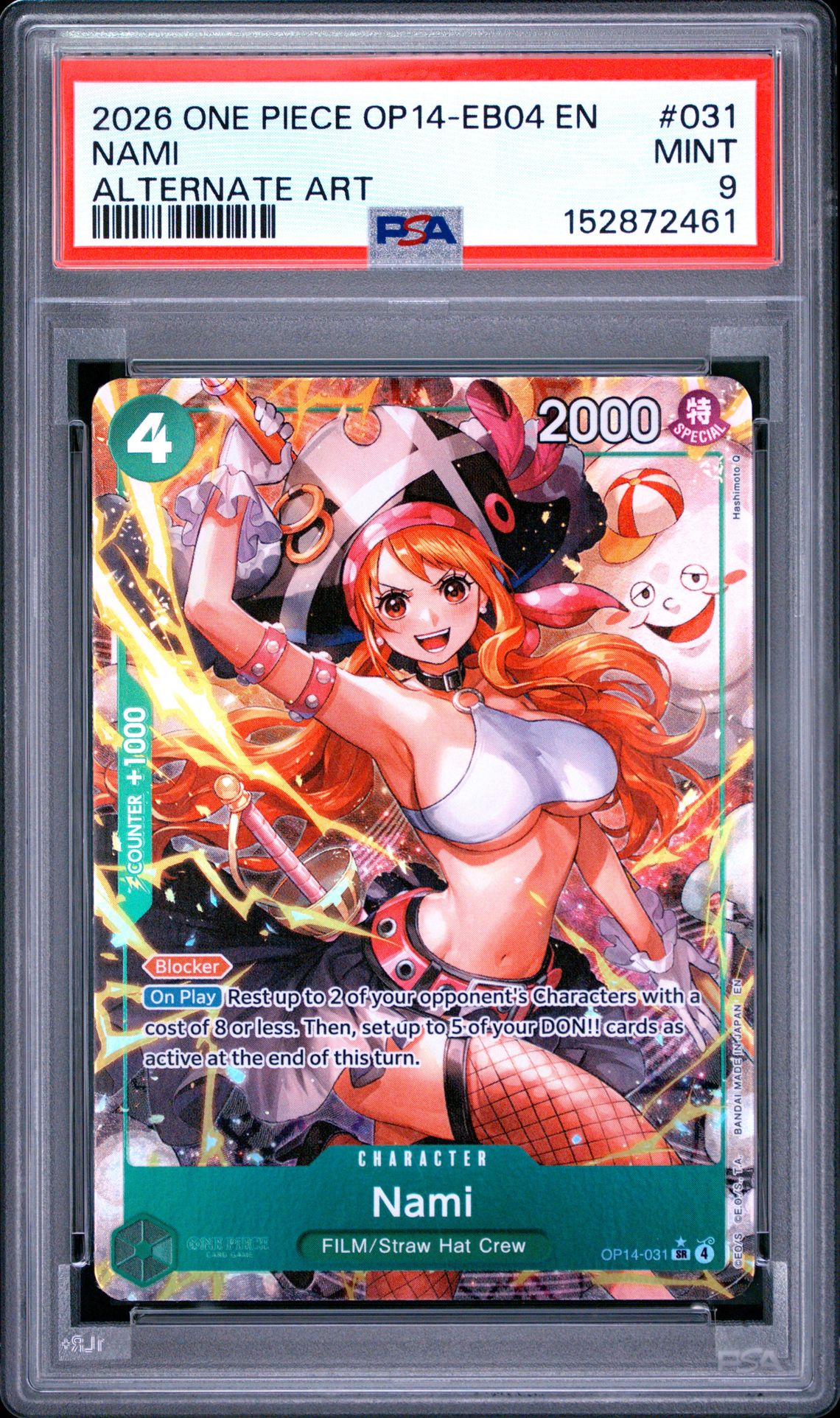 2026 One Piece Op14-Eb04-The Azure Sea's Seven Nami #031 (Alternate Art) Mint 9 front