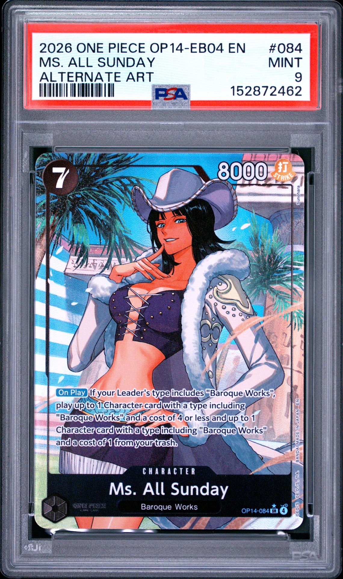 2026 One Piece Op14-Eb04-The Azure Sea's Seven Ms. All Sunday #084 (Alternate Art) Mint 9 front
