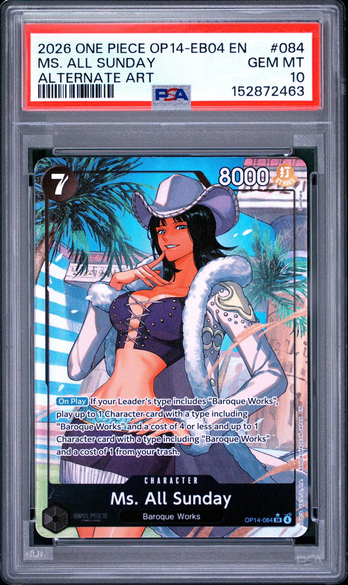 2026 One Piece Op14-Eb04-The Azure Sea's Seven Ms. All Sunday #084 (Alternate Art) Gem Mt 10 front