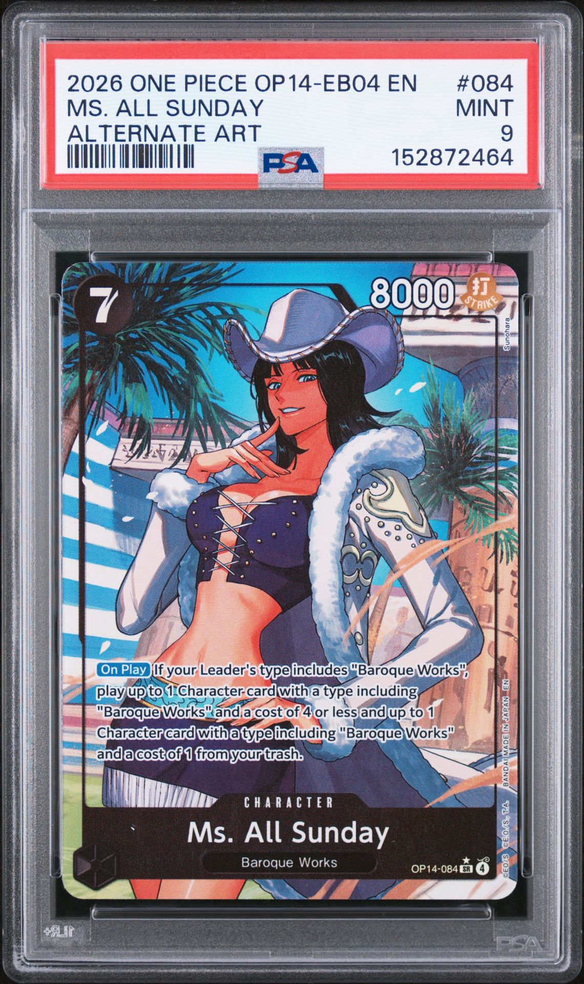2026 One Piece Op14-Eb04-The Azure Sea's Seven Ms. All Sunday #084 (Alternate Art) Mint 9 front
