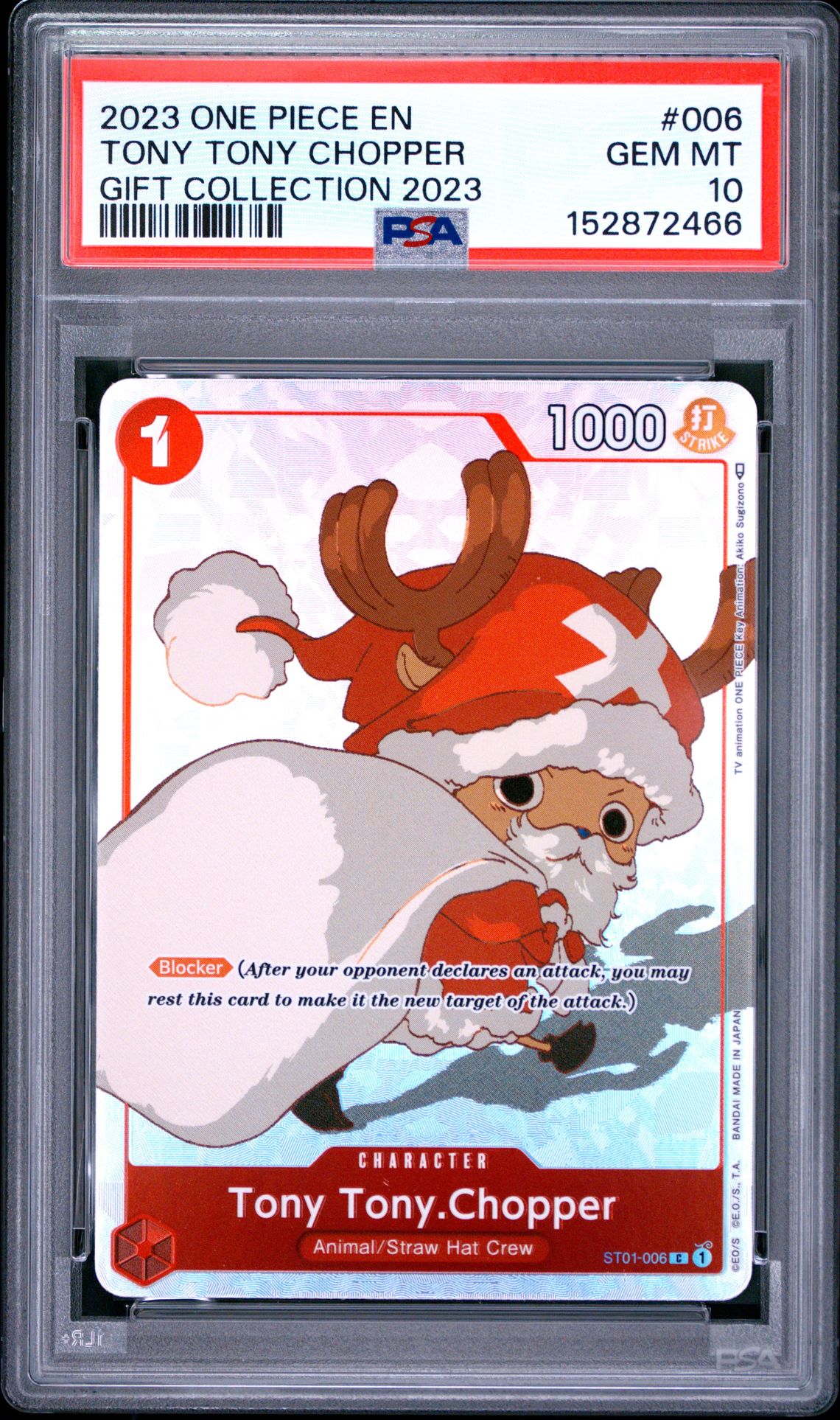2023 One Piece Gift Collection 2023 Tony Tony Chopper #006 (Gift Collection 2023) Gem Mt 10 front view - PSA graded GEM MT 10