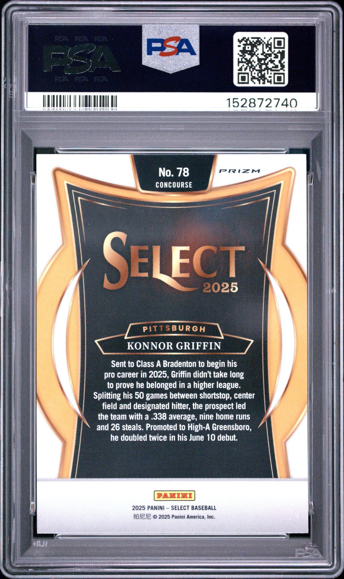2025 Panini Select Konnor Griffin #78 (Tri-Color Prizm) Nm-Mt 8 back