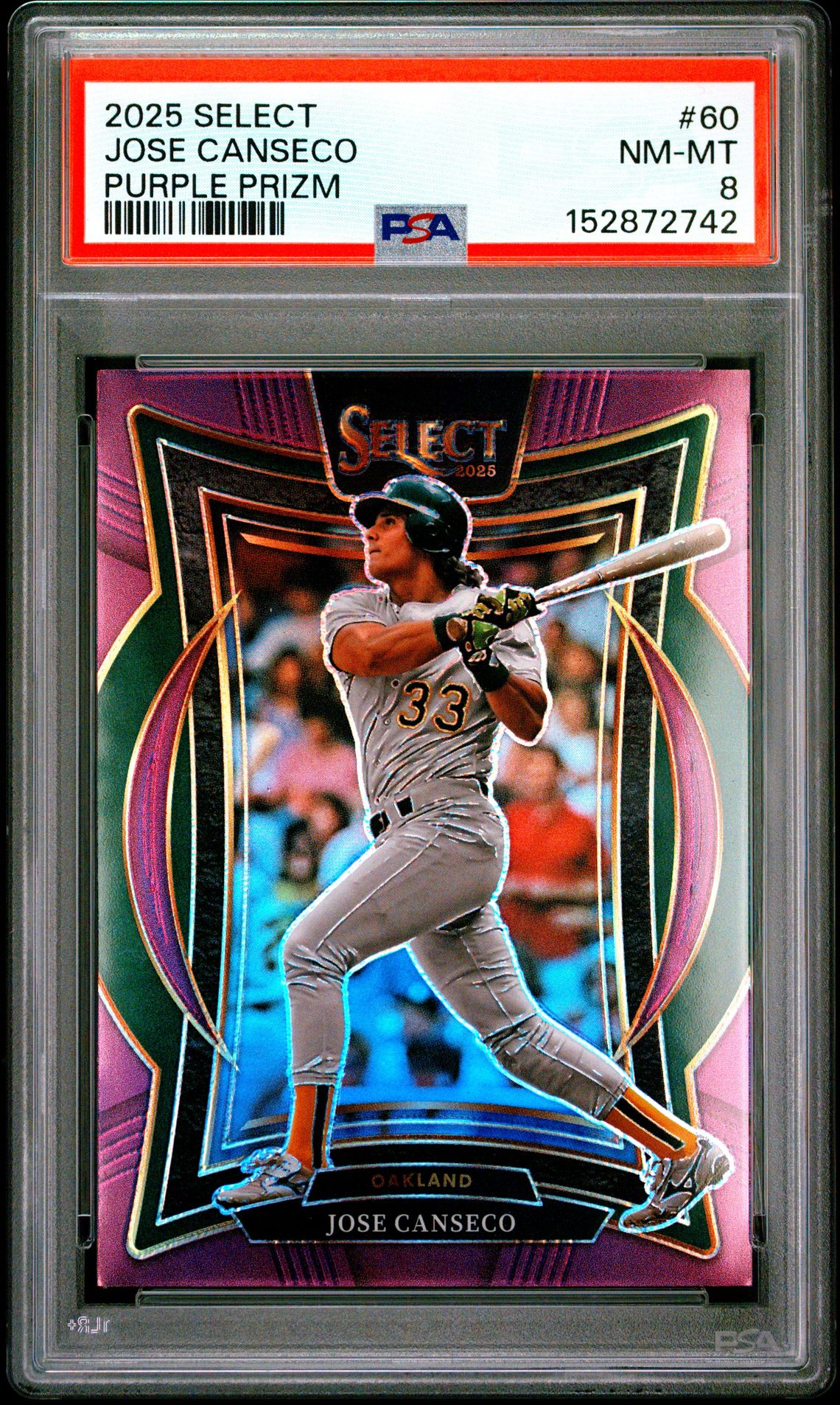 2025 Panini Select Jose Canseco #60 (Purple Prizm) Nm-Mt 8 front