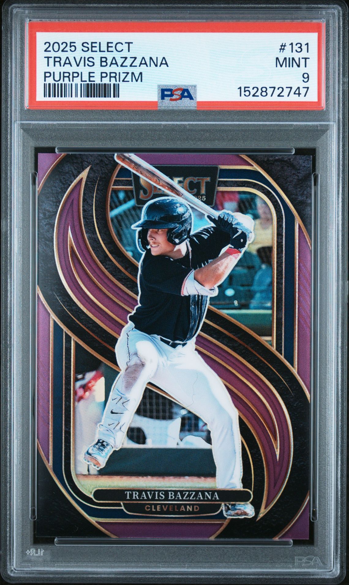 2025 Panini Select Travis Bazzana #131 (Purple Prizm) Mint 9 front