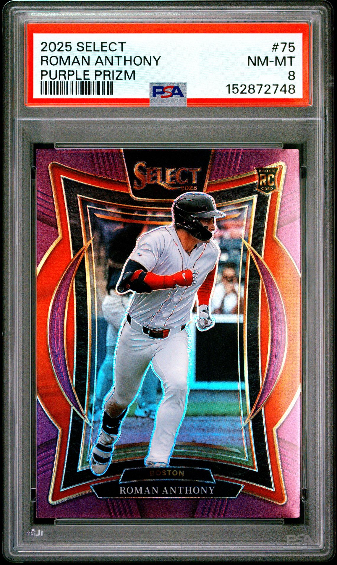 2025 Panini Select Roman Anthony #75 (Purple Prizm) Nm-Mt 8 front