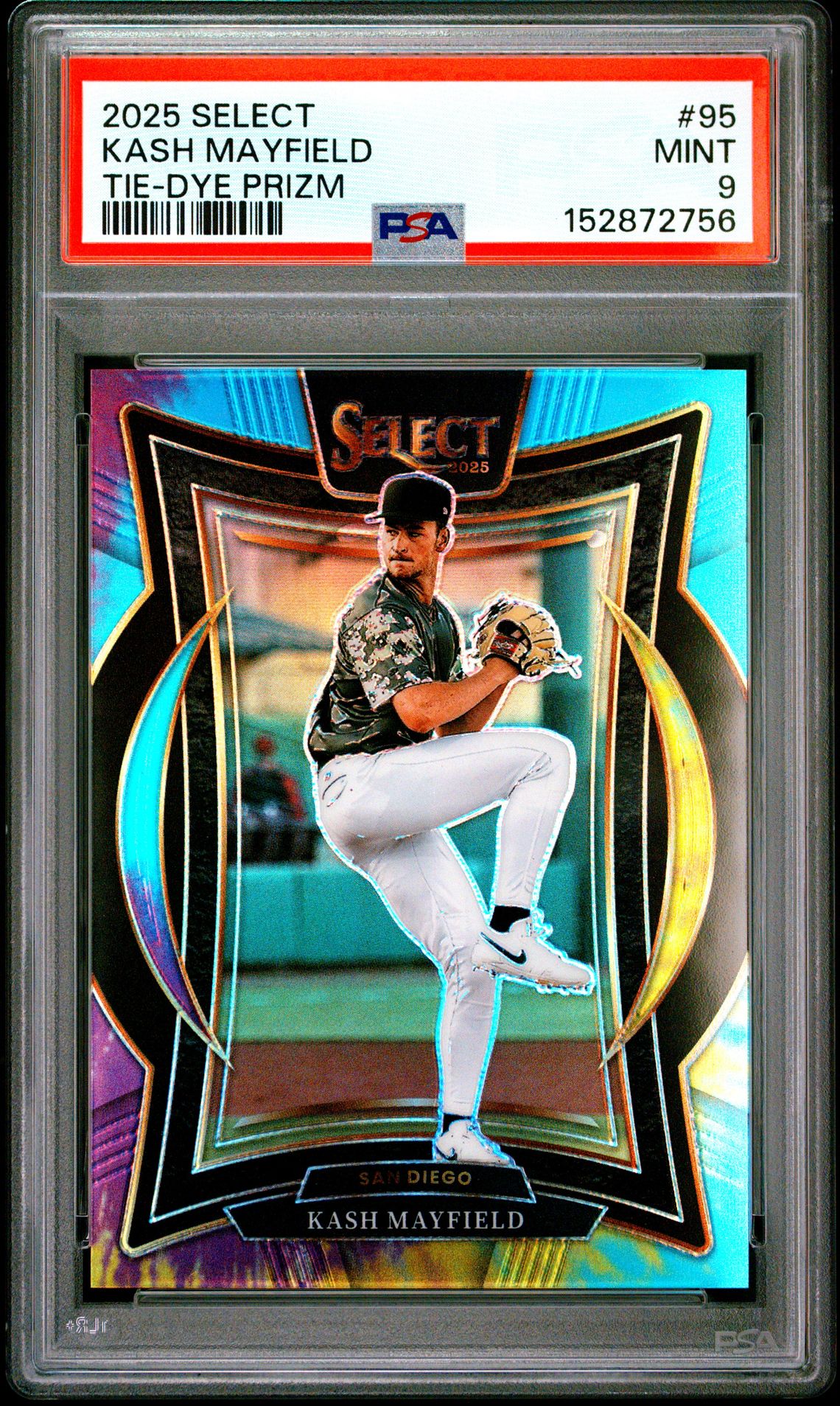 2025 Panini Select Kash Mayfield #95 (Tie-Dye Prizm) Mint 9 front