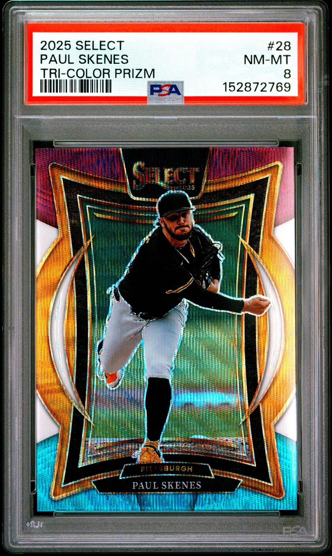 2025 Panini Select Paul Skenes #28 (Tri-Color Prizm) Nm-Mt 8 front