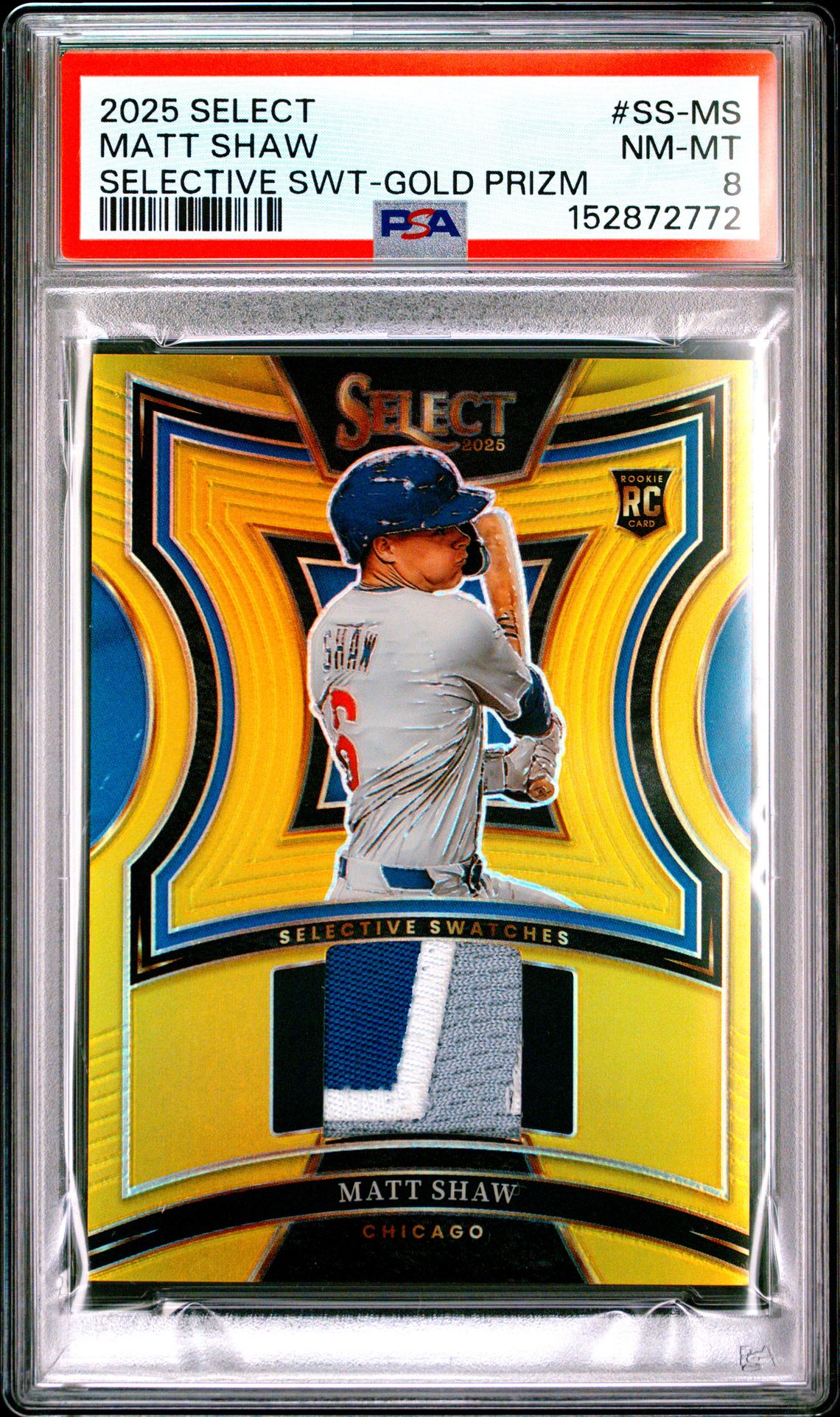 2025 Panini Select Selective Swatches Matt Shaw #Ss-Ms (Selective Swt-Gold Prizm) Nm-Mt 8 front