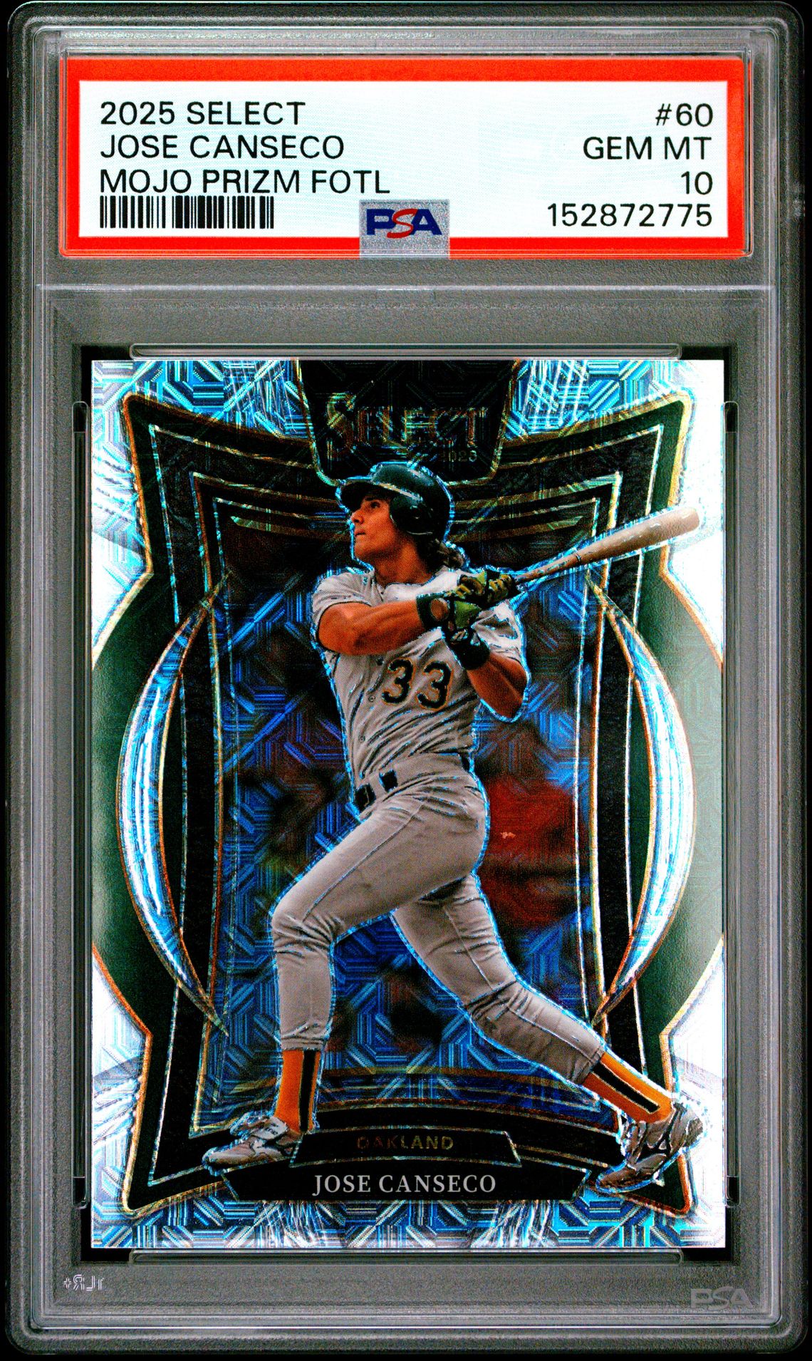 2025 Panini Select Jose Canseco #60 (Mojo Fotl) Gem Mt 10 front view - PSA graded GEM MT 10