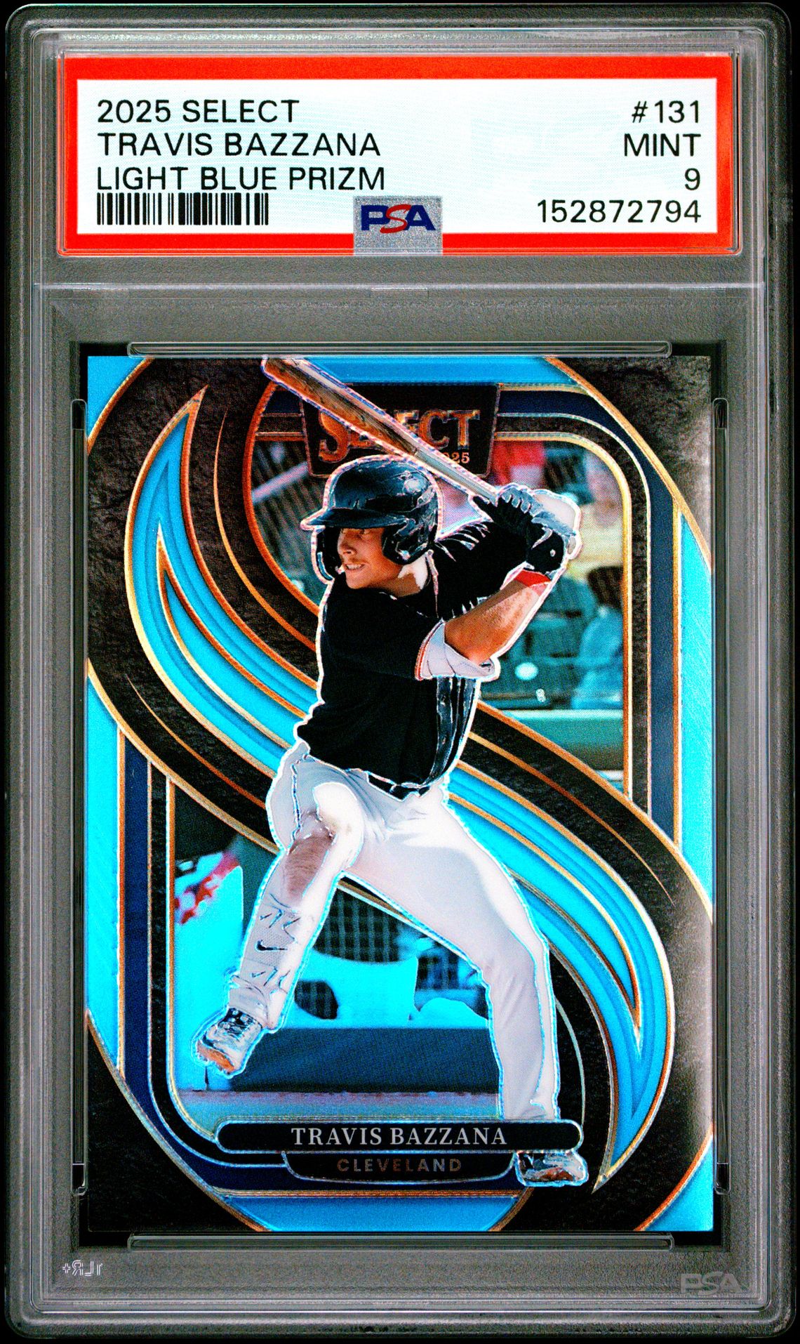 2025 Panini Select Travis Bazzana #131 (Blue Prizm) Mint 9 front