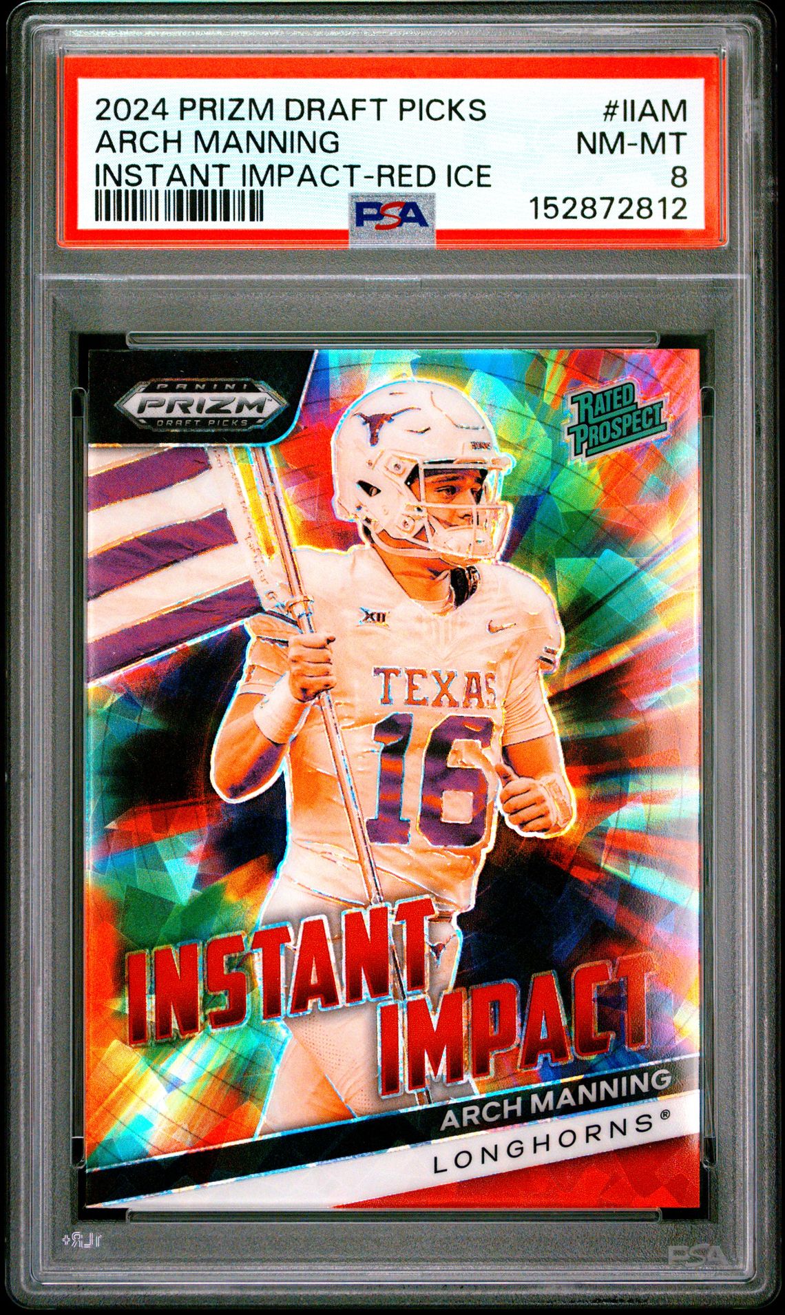 2024 Panini Prizm Draft Picks Instant Impact Arch Manning #Iiam (Instant Impact-Red Ice) Nm-Mt 8 front