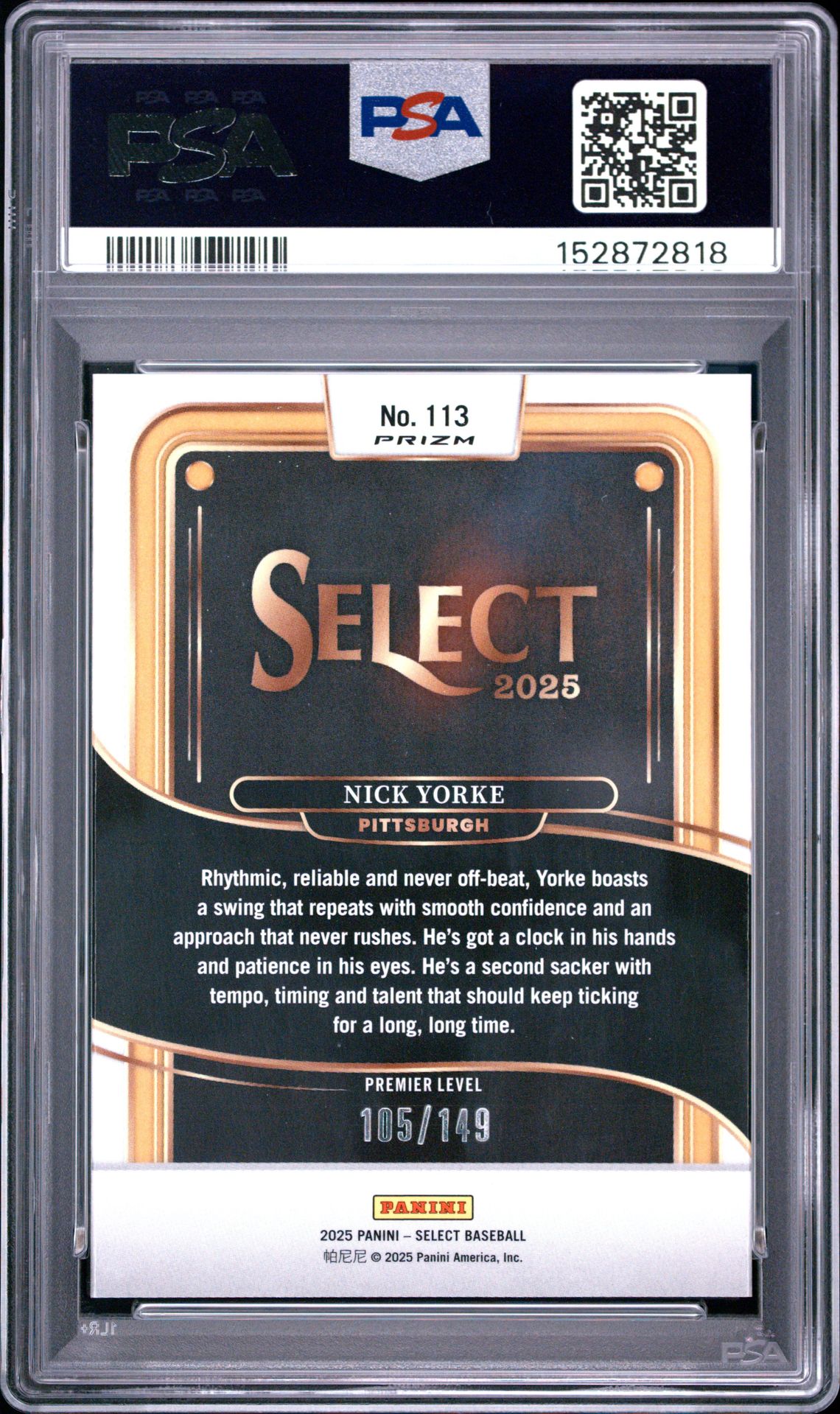 2025 Panini Select Nick Yorke #113 (Red Flash) Nm-Mt 8 back