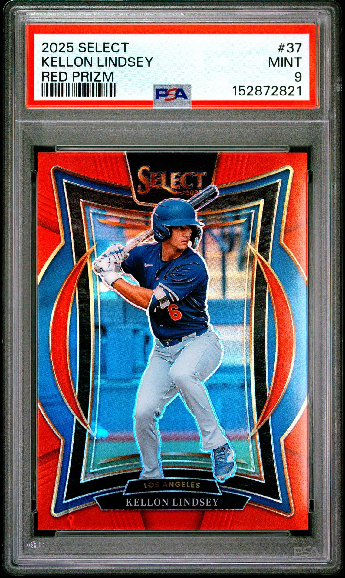 2025 Panini Select Kellon Lindsey #37 (Red Prizm) Mint 9 front