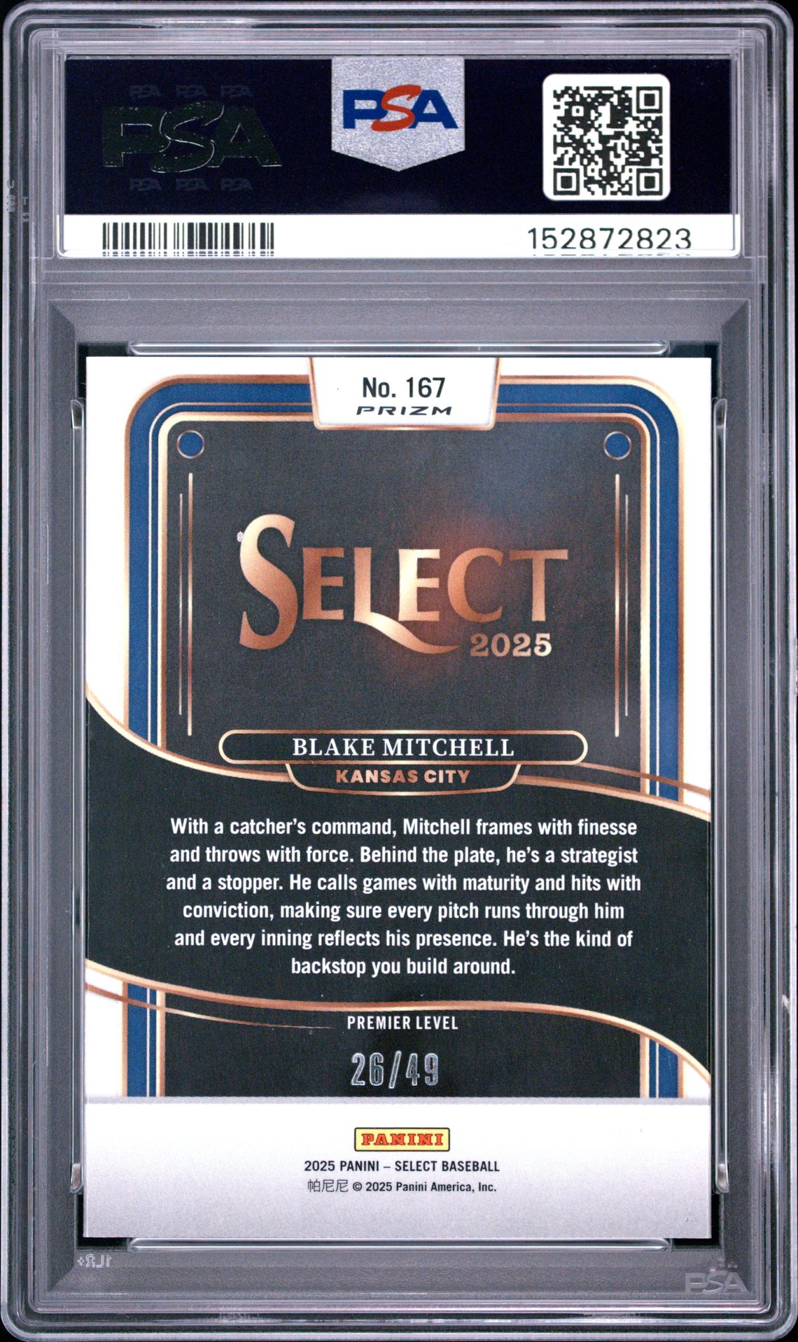 2025 Panini Select Blake Mitchell #167 (Orange Prizm) Nm 7 back