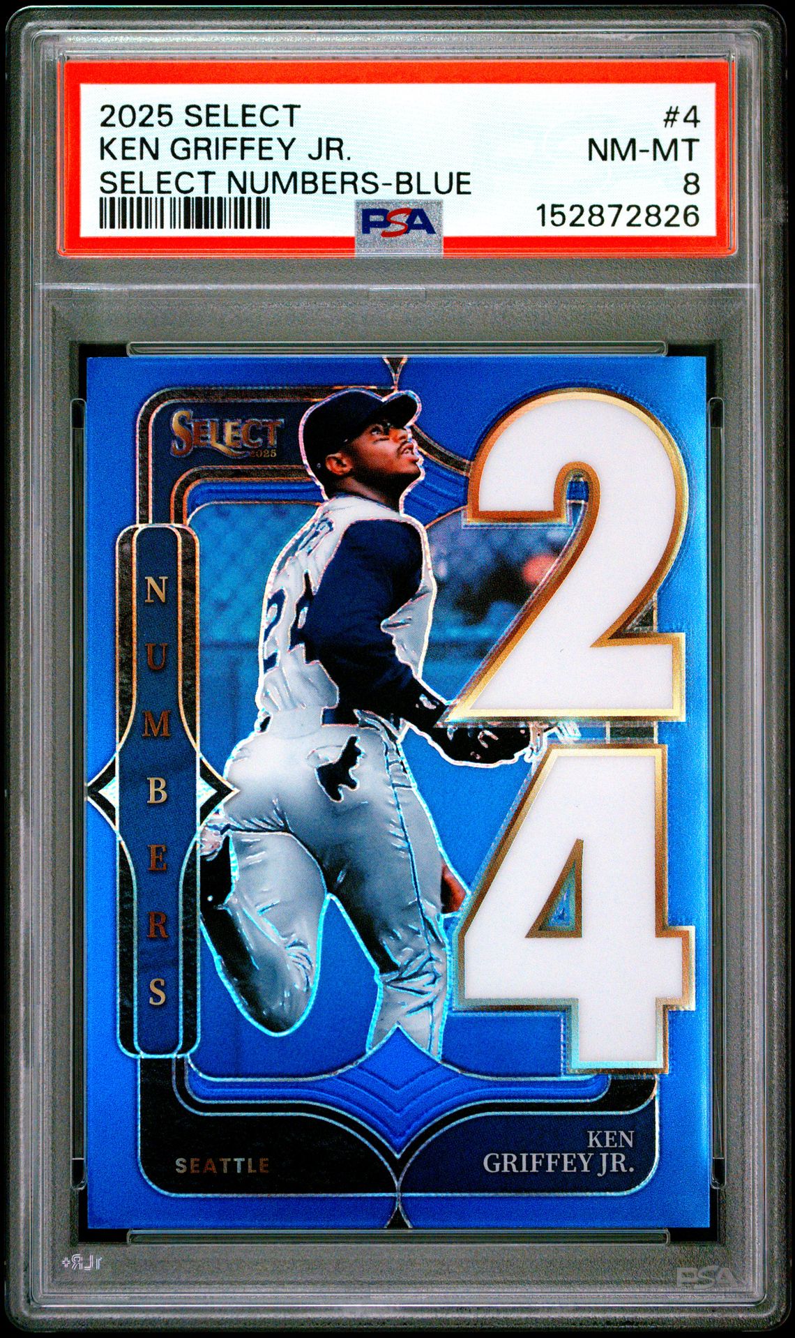 2025 Panini Select Select Numbers Ken Griffey Jr. #4 (Select Numbers-Blue Prizm) Nm-Mt 8 front