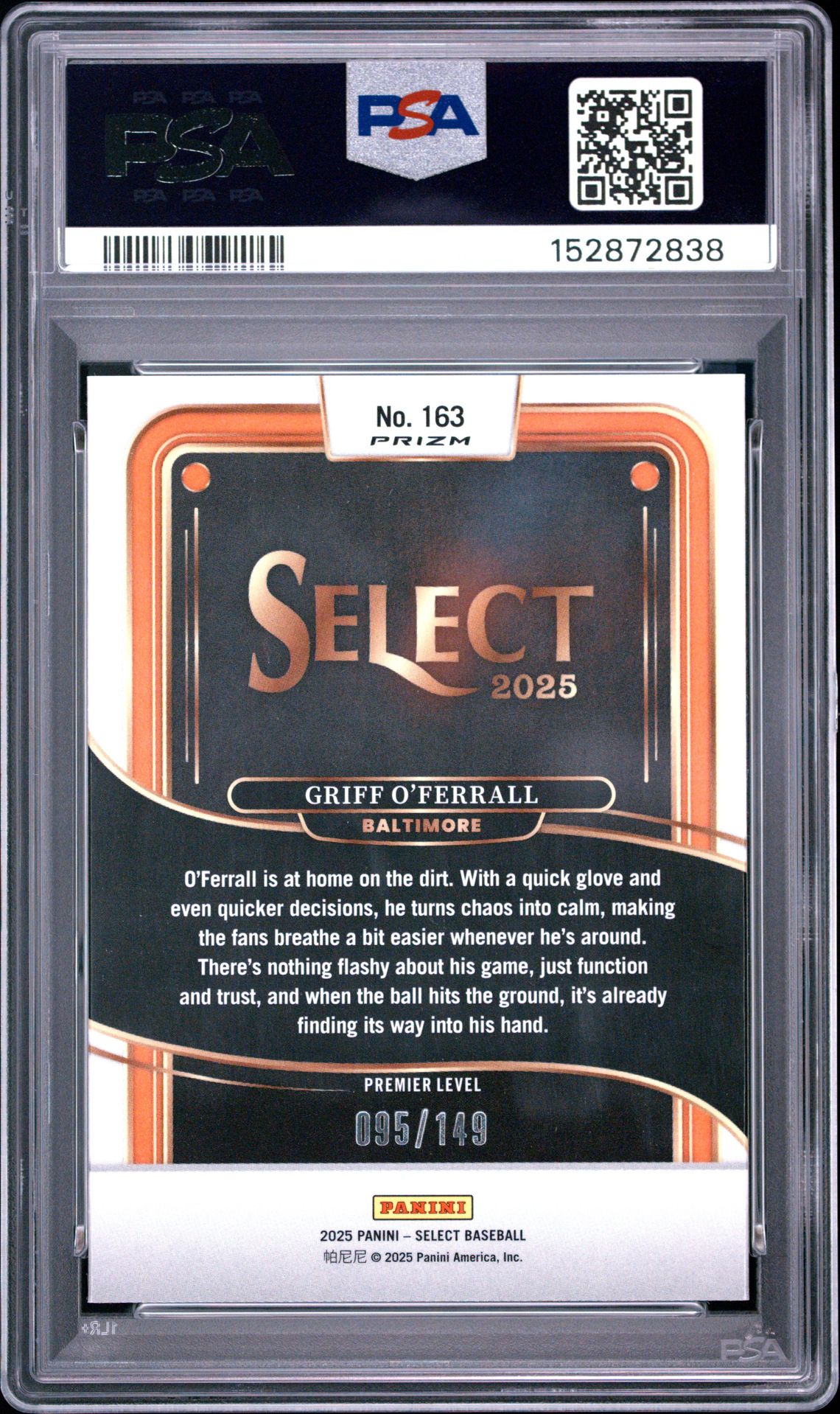 2025 Panini Select Griff O'ferrall #163 (Red Flash) Mint 9 back