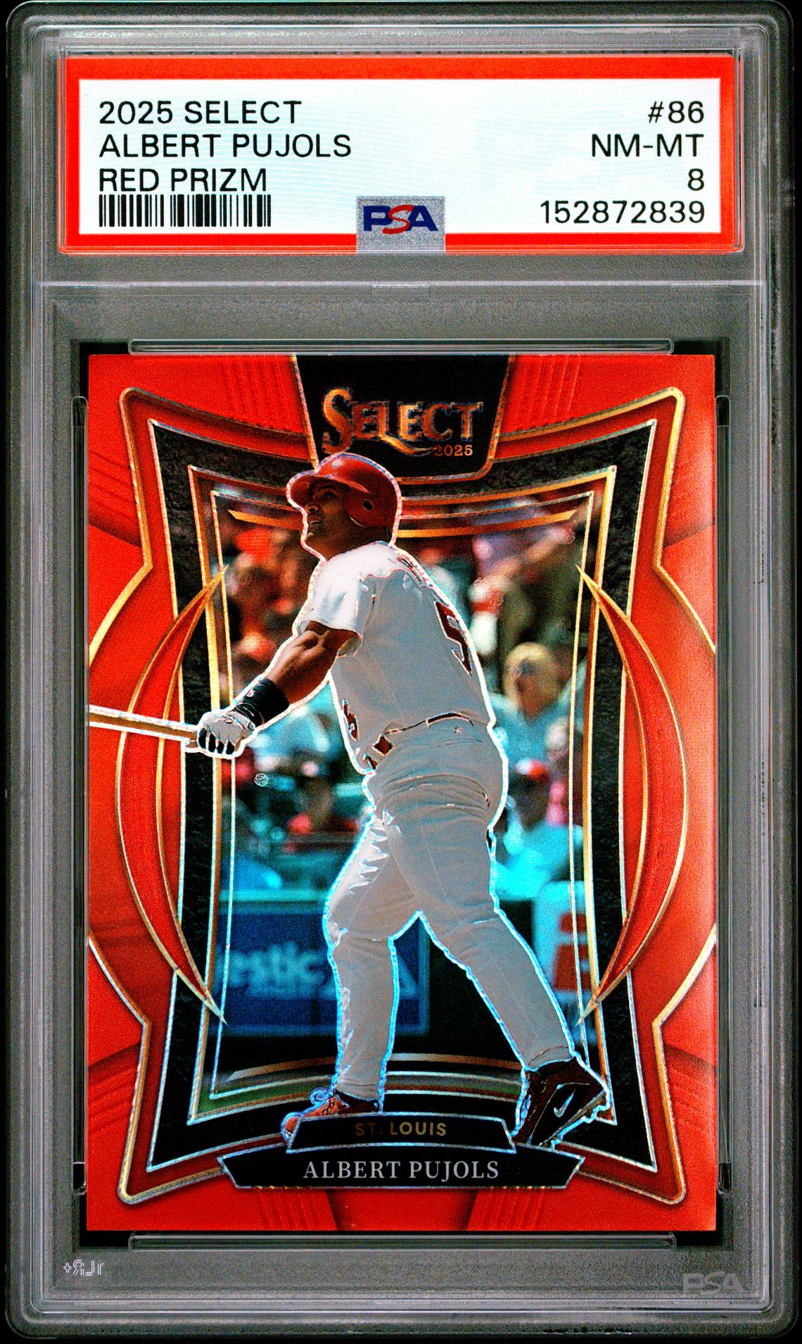 2025 Panini Select Albert Pujols #86 (Red Prizm) Nm-Mt 8 front