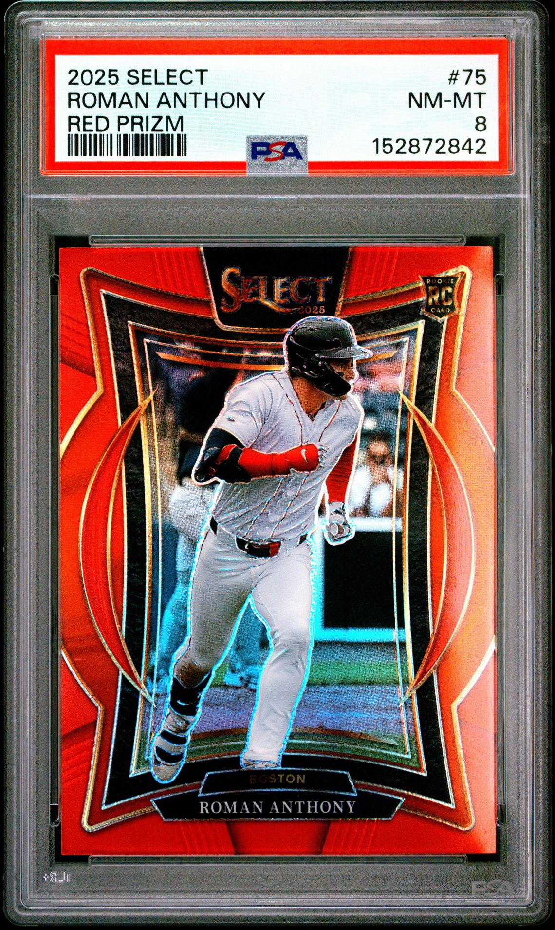 2025 Panini Select Roman Anthony #75 (Red Prizm) Nm-Mt 8 front
