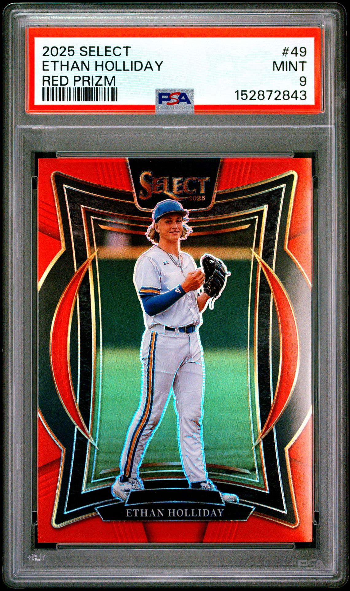 2025 Panini Select Ethan Holliday #49 (Red Prizm) Mint 9 front