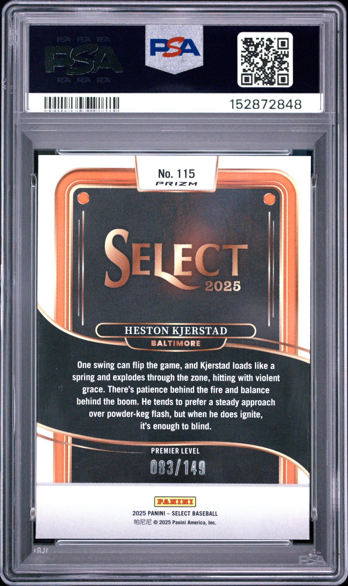 2025 Panini Select Heston Kjerstad #115 (Red Flash) Mint 9 back