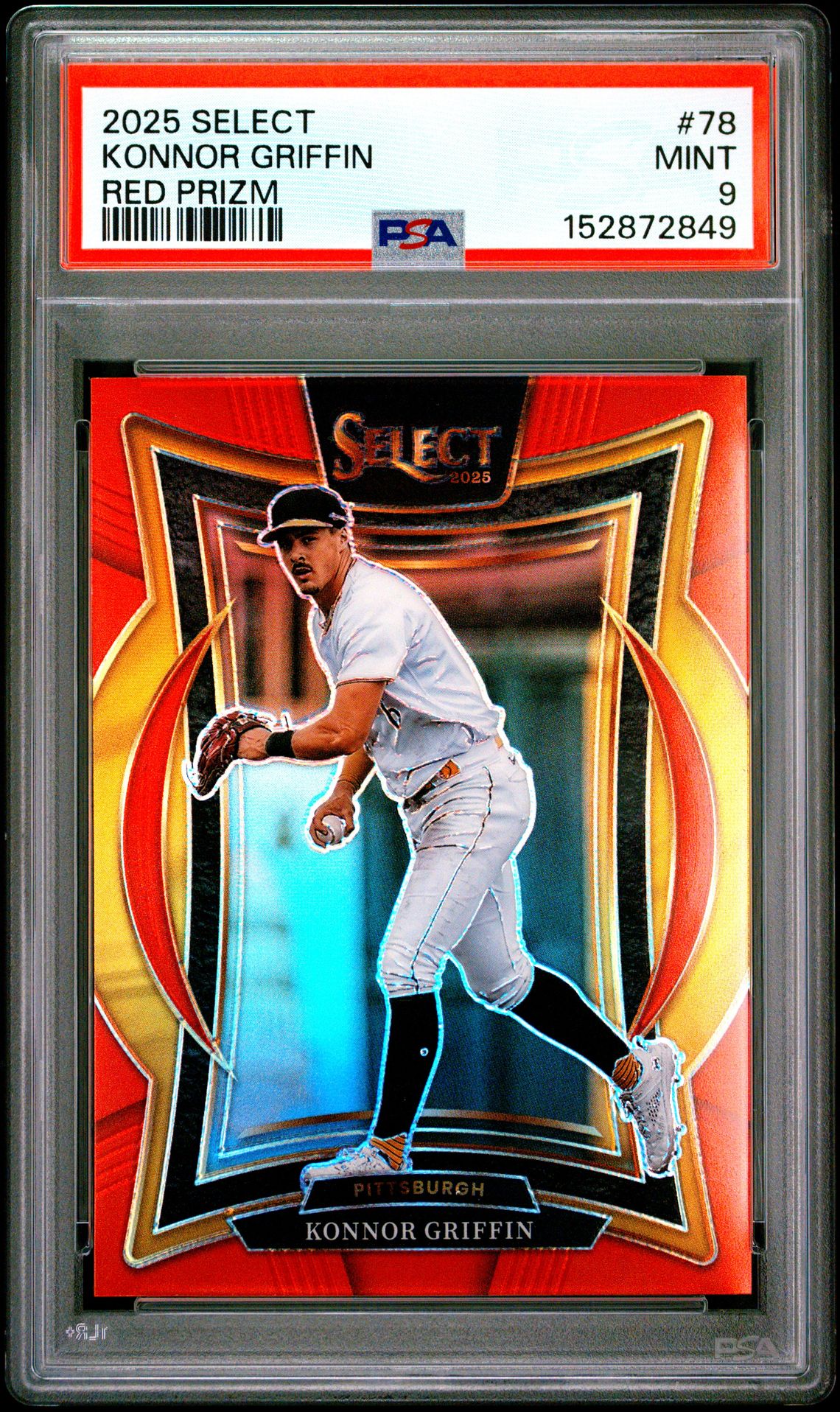 2025 Panini Select Konnor Griffin #78 (Red Prizm) Mint 9 front