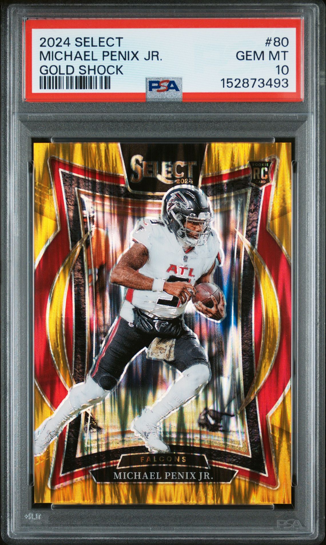 2024 Panini Select Michael Penix Jr. #80 (Gold Shock) Gem Mt 10 front
