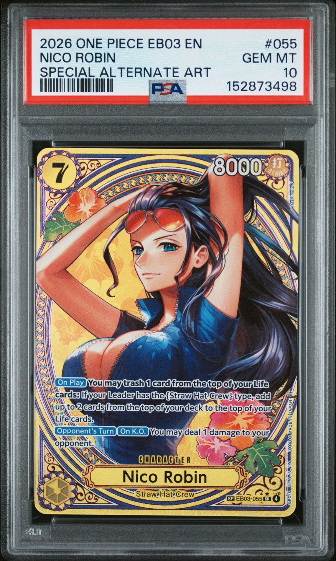2026 One Piece Eb03-Extra Booster -One Piece Heroines Edition- Nico Robin #055 (Special Alternate Art) Gem Mt 10 front