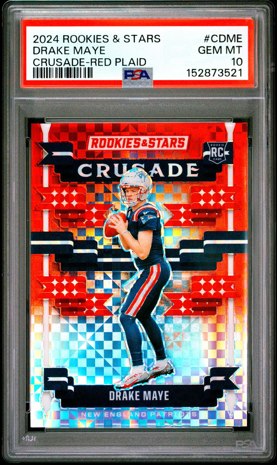 2024 Panini PANINI ROOKIES & STARS CRUSADE RED PLAID #CDME Drake Maye front