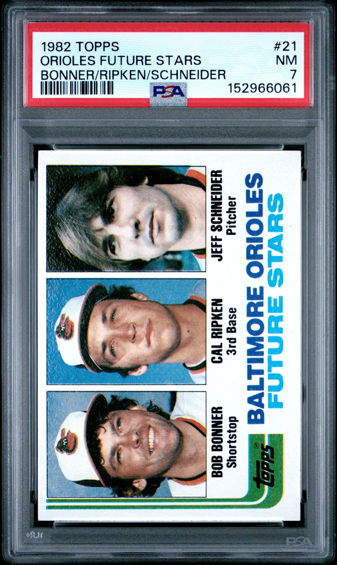 1982 Topps Orioles Future Stars #21 (Bonner/Ripken/Schneider) Nm 7 front